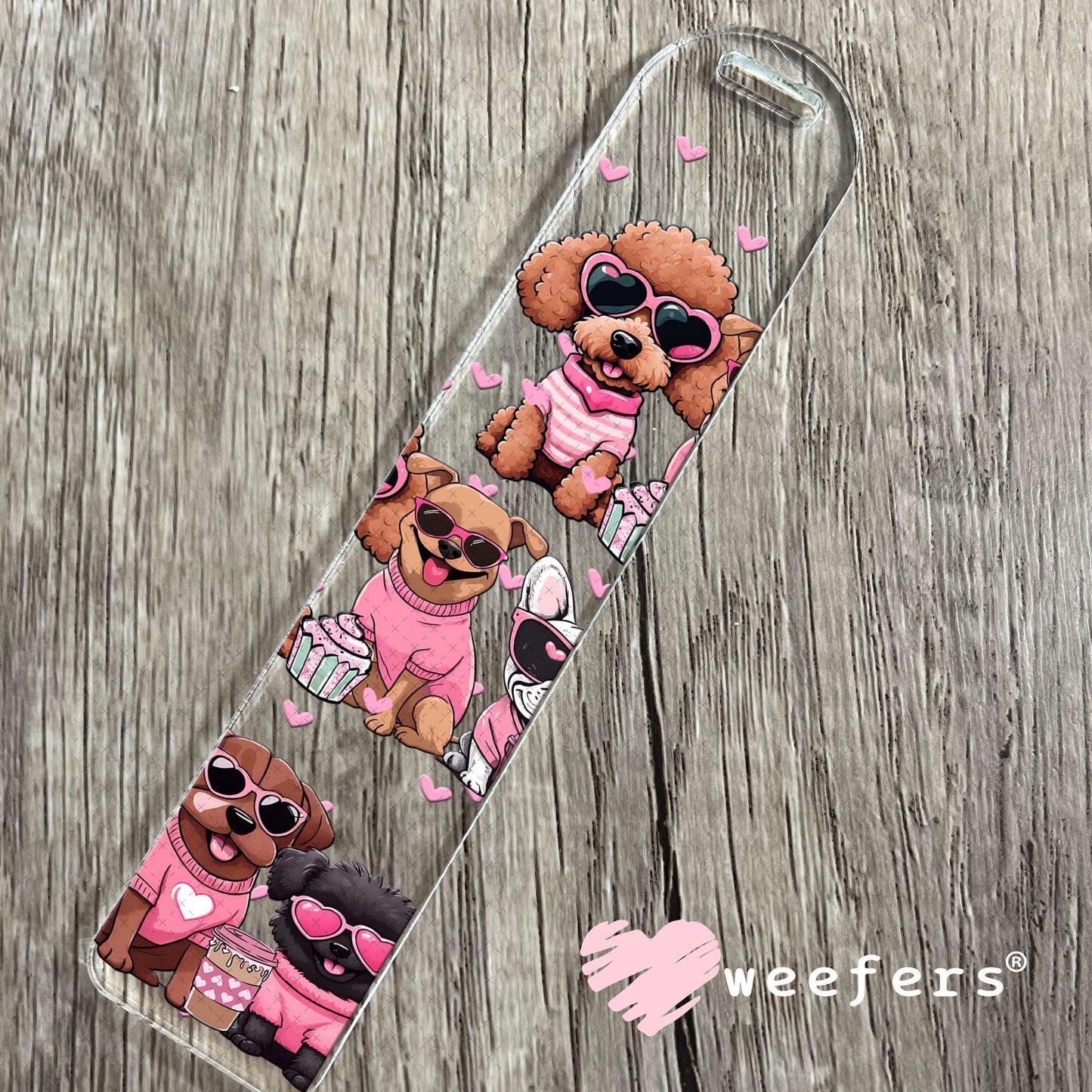 Pink Lady Dogs UV DTF Cup Wrap Bookmark Weefers