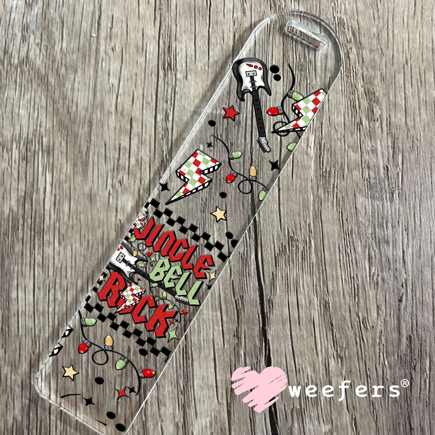 Jingle Bell Rock Red Green Black UV DTF Cup Wrap Bookmark Weefers