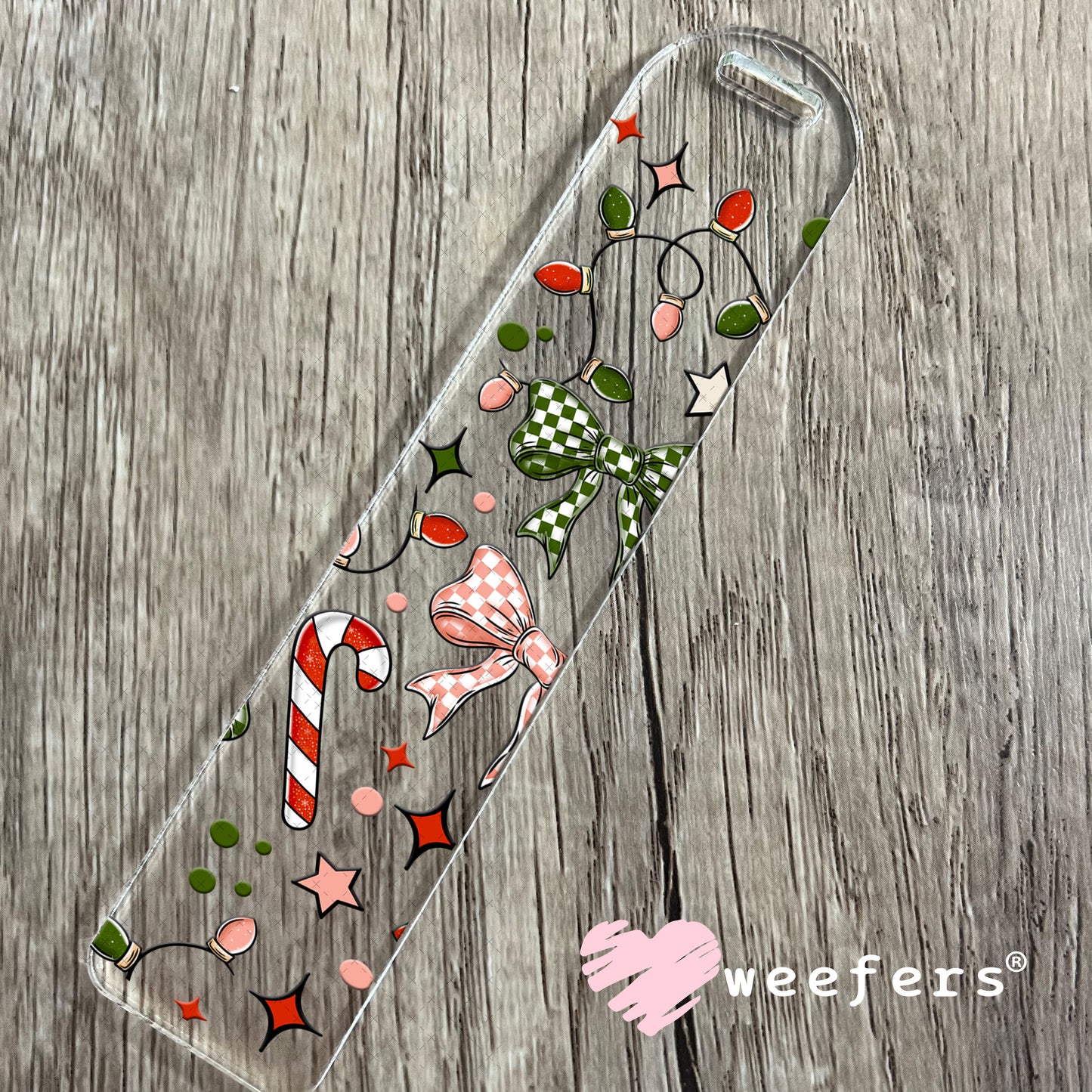Christmas Lights and Checkered Bows UV DTF Cup Wrap Bookmark Weefers