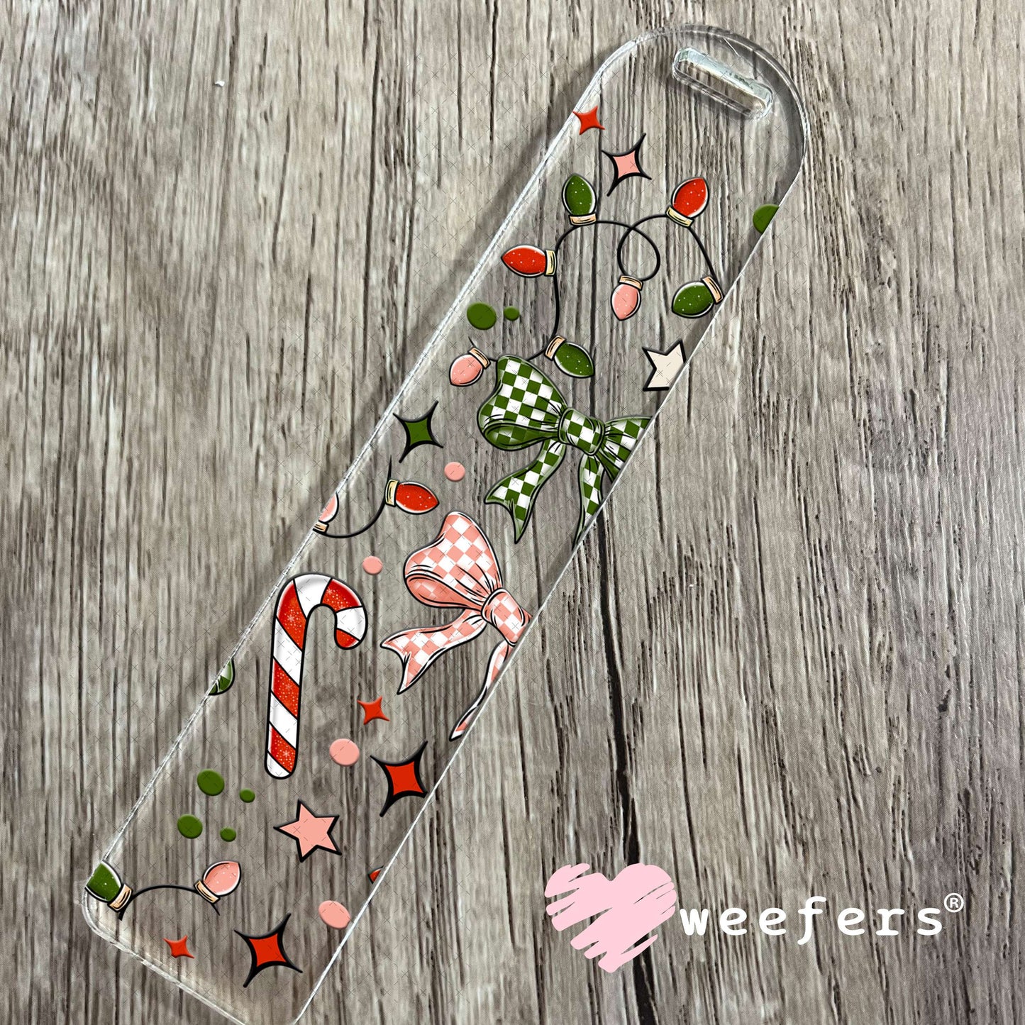 Christmas Lights and Checkered Bows UV DTF Cup Wrap Bookmark Weefers