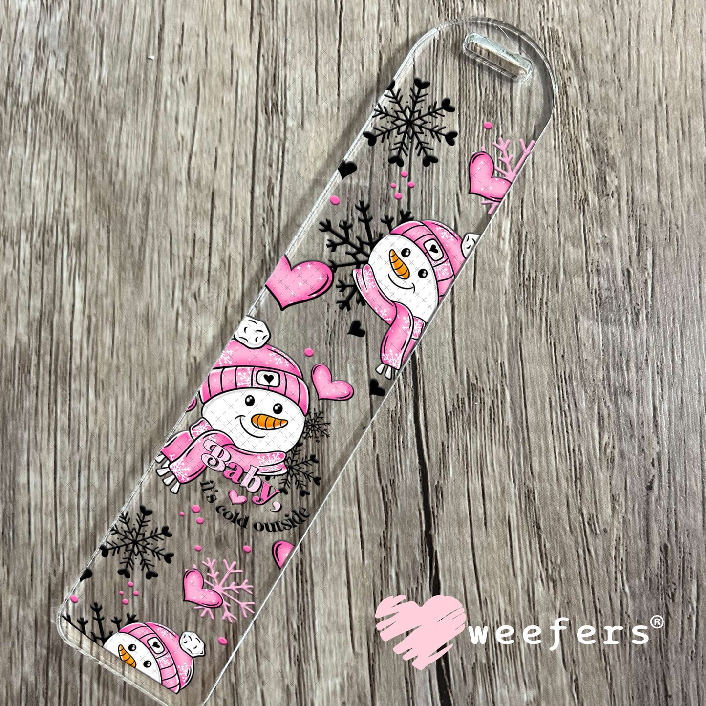 Pink Snowman Baby It's Cold Outside Christmas UV DTF Cup Wrap Bookmark Weefers