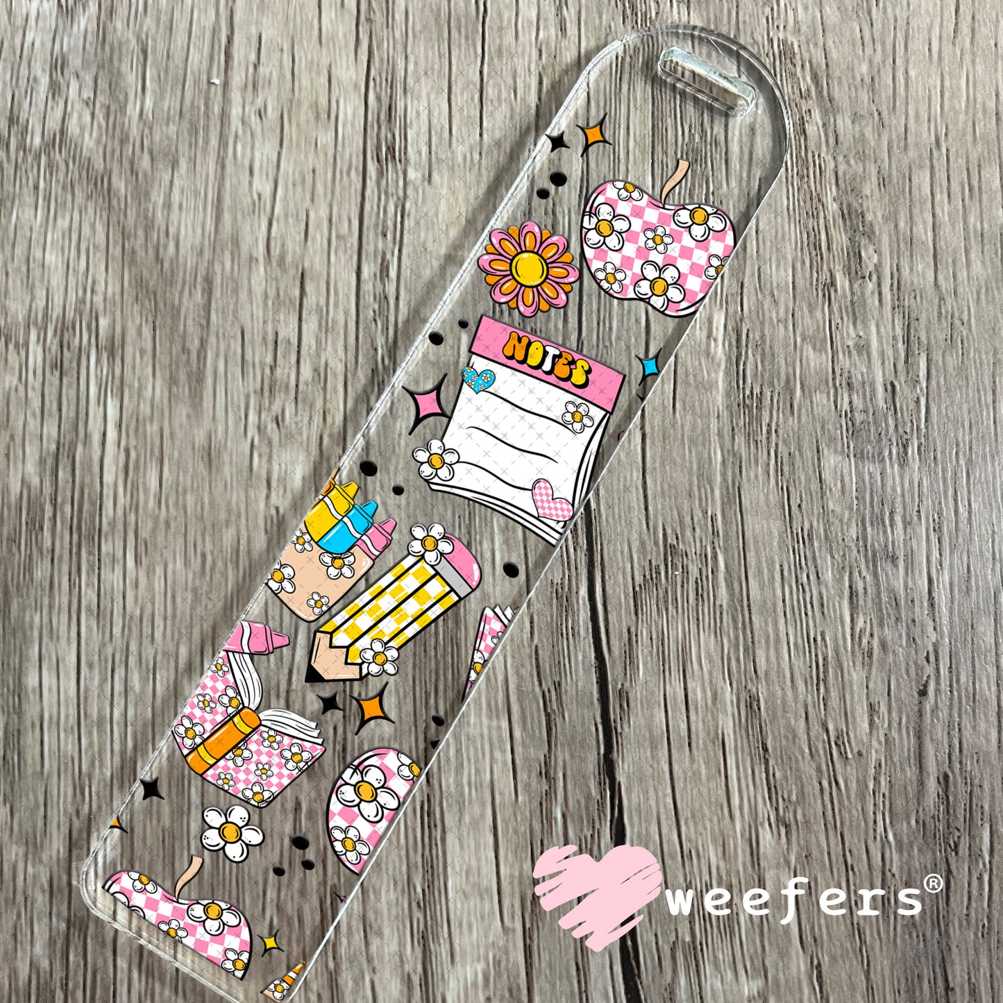School Days Checkered Florals UV DTF Cup Wrap Bookmark Weefers