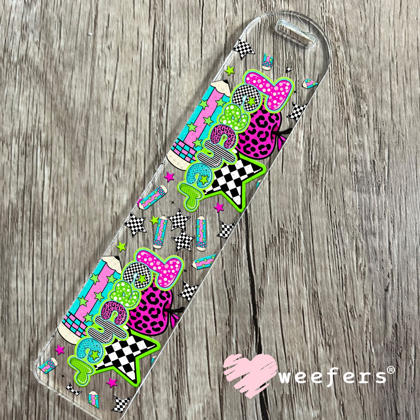 Retro Teacher UV DTF Cup Wrap Bookmark Weefers