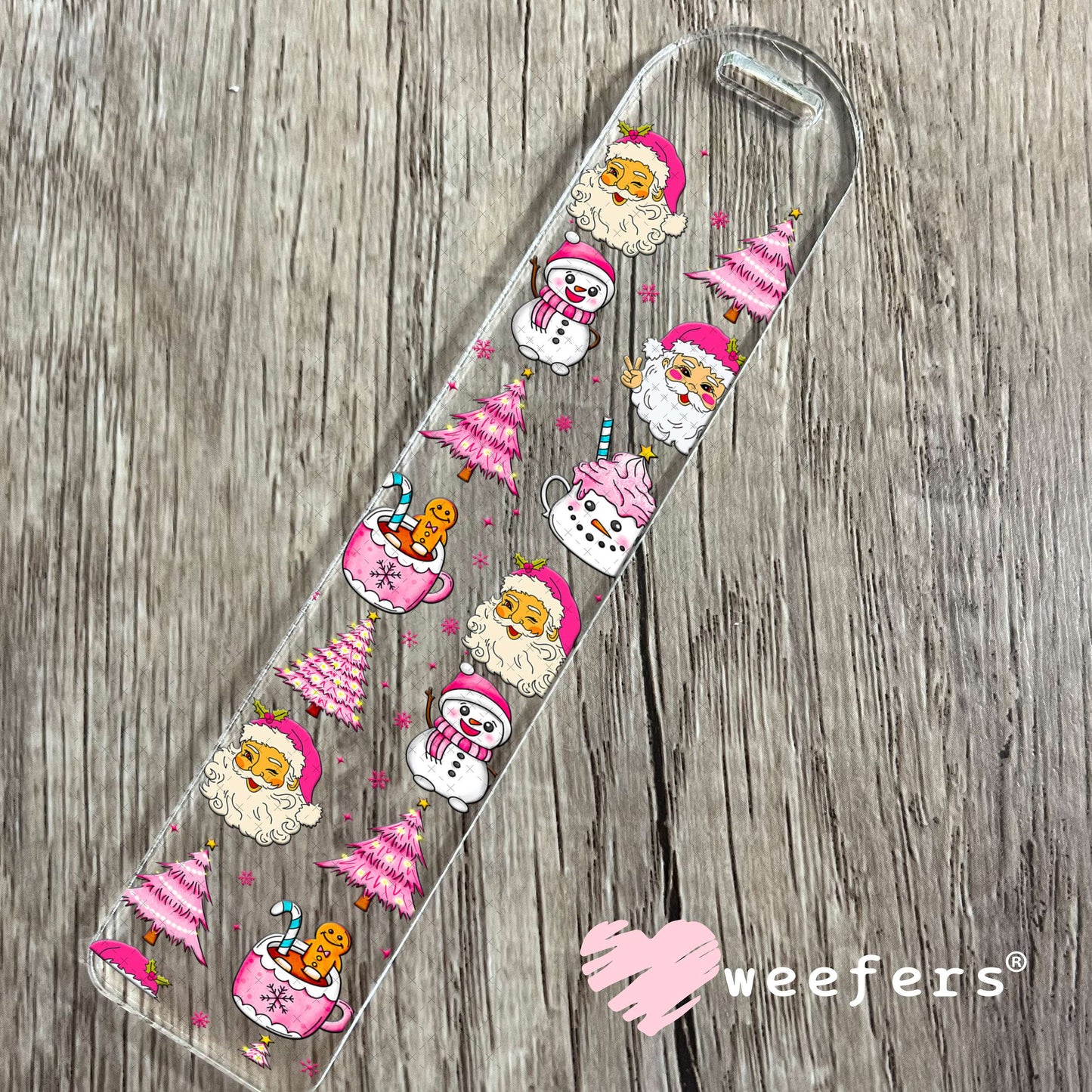 Pink Christmas UV DTF Cup Wrap - Weefers Exclusive Bookmark Weefers