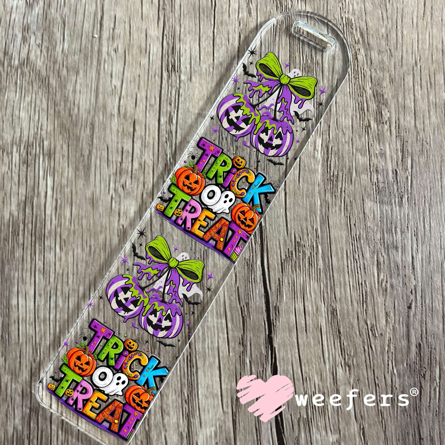 Trick or Treat Juice Cherry Bows UV DTF Cup Wrap - Weefers Exclusive Bookmark Weefers