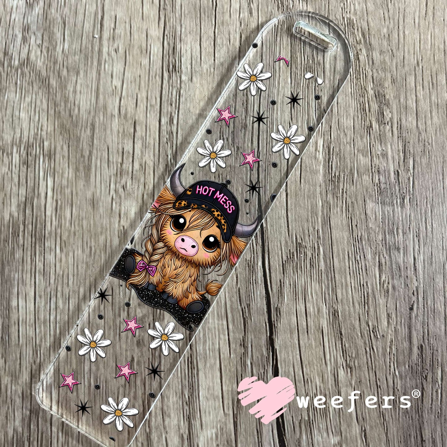 Hot Mess Cutie Highlander UV DTF Cup Wrap - Weefers® Exclusive Bookmark Weefers