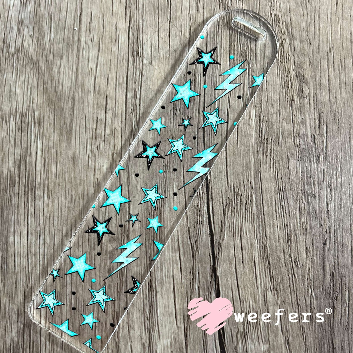Blue Stars and Lightening Bolts UV DTF Cup Wrap - Weefers® Exclusive Bookmark Weefers