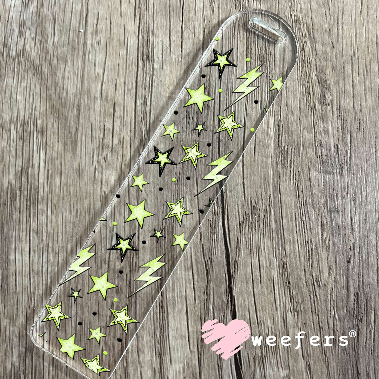 Yellow Stars and Lightening Bolts UV DTF Cup Wrap - Weefers Exclusive Bookmark Weefers