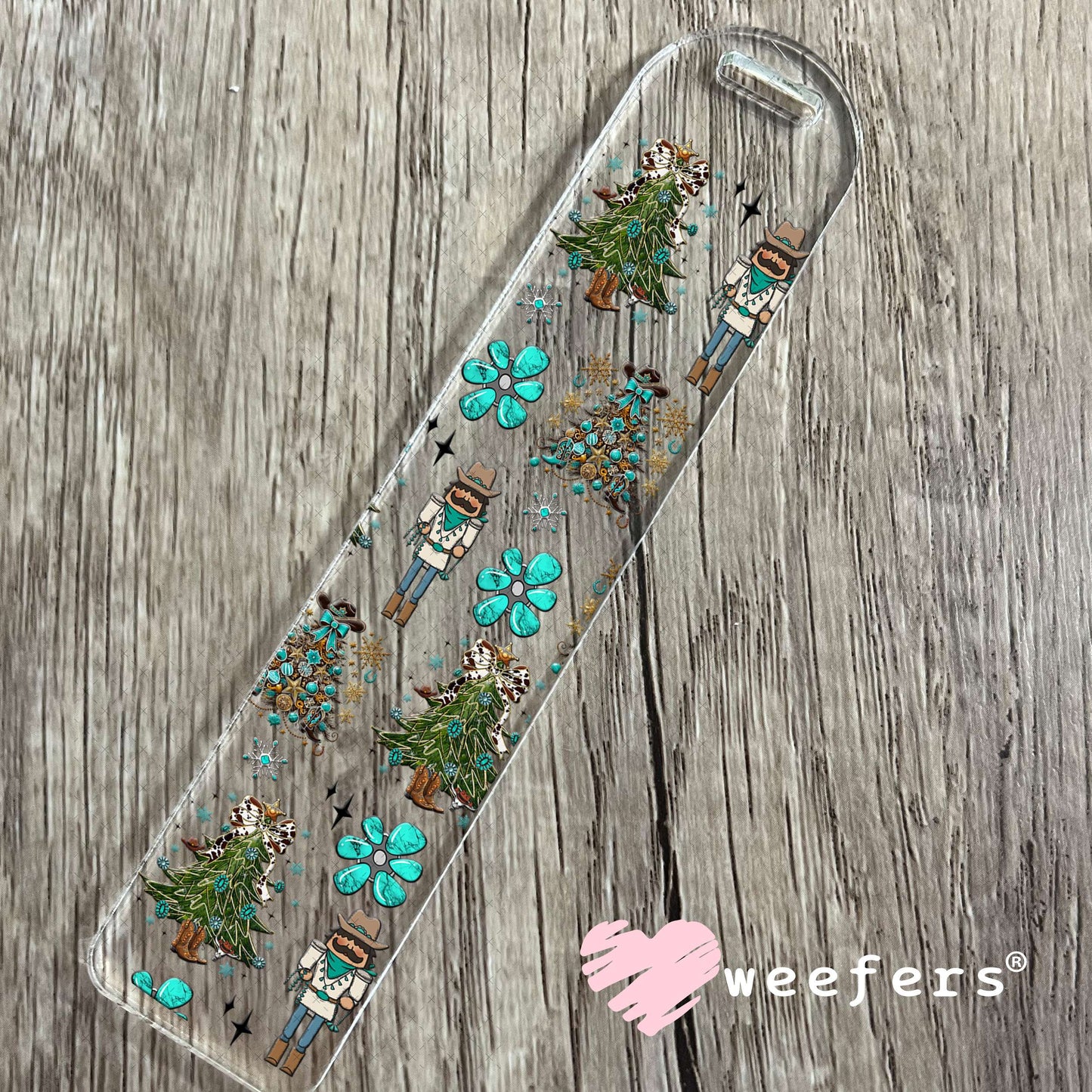 Western Nutcracker Christmas Trees UV DTF Cup Wrap - Weefers Exclusive Bookmark Weefers