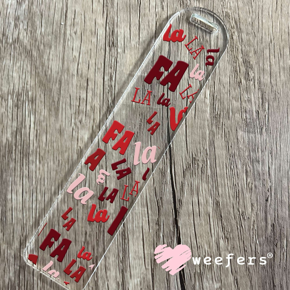 Fa La La La Red Pink UV DTF Cup Wrap Bookmark Weefers
