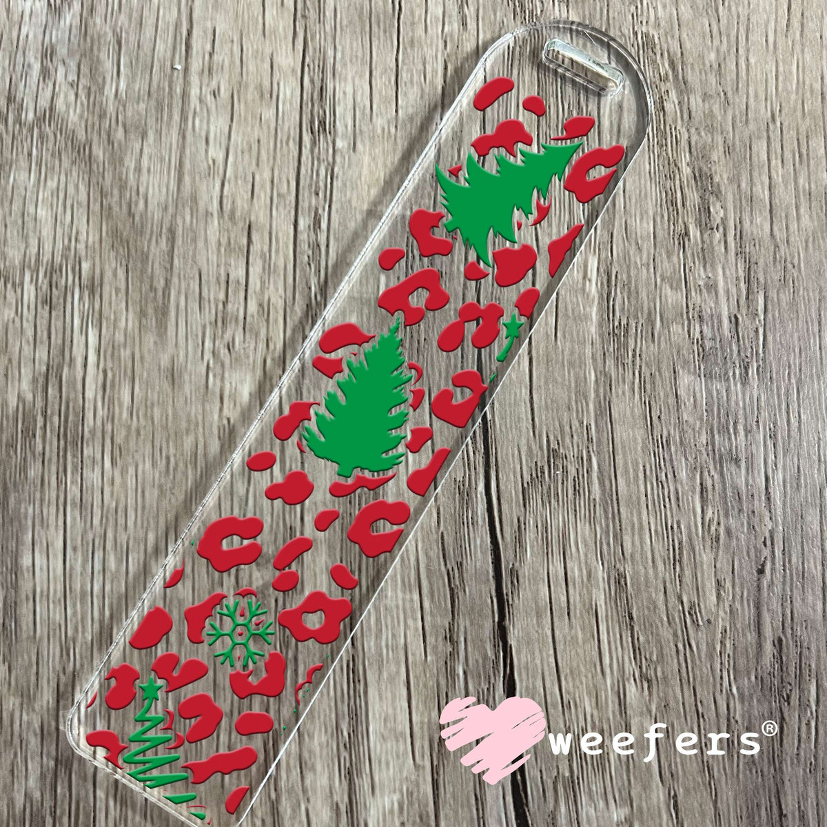 Christmas Trees Red Cheetah UV DTF Cup Wrap Bookmark Weefers