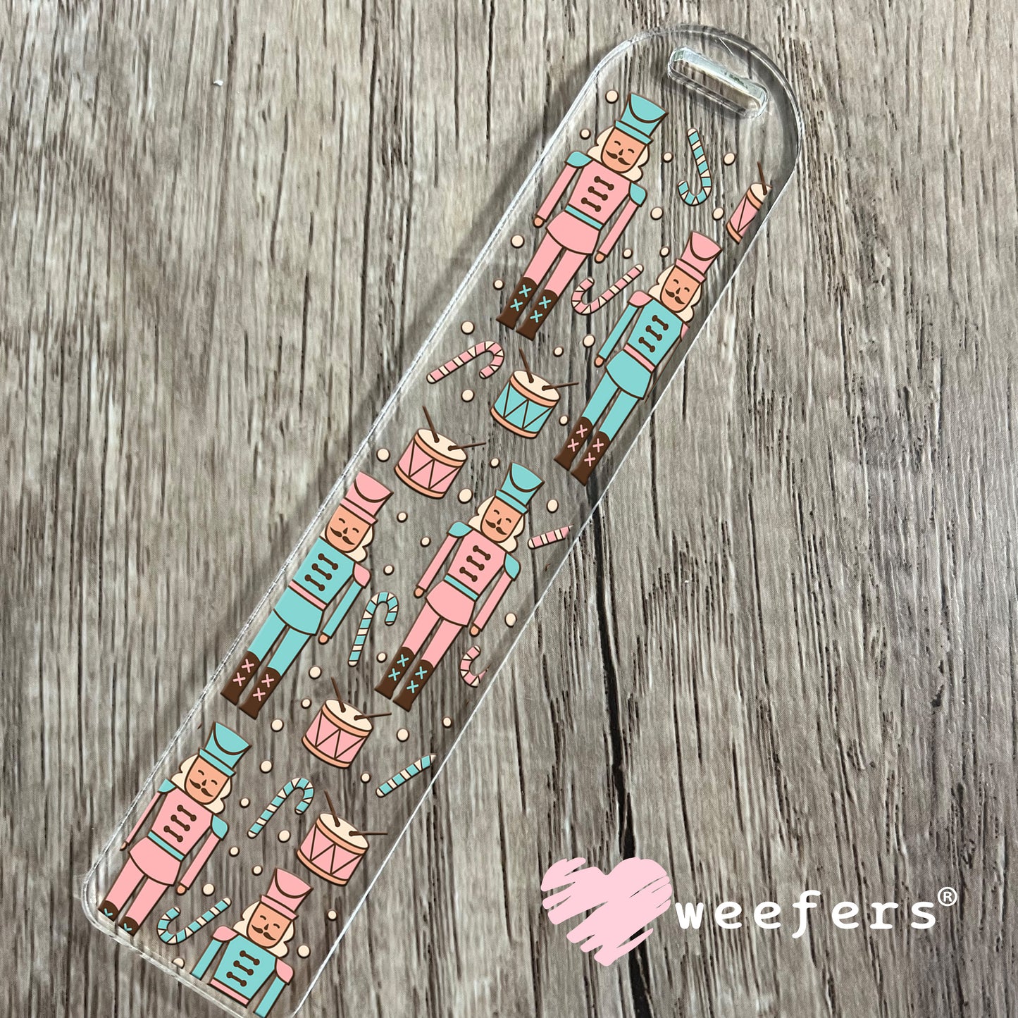 Christmas Nutcrackers Teal and Coral UV DTF Cup Wrap Bookmark Weefers
