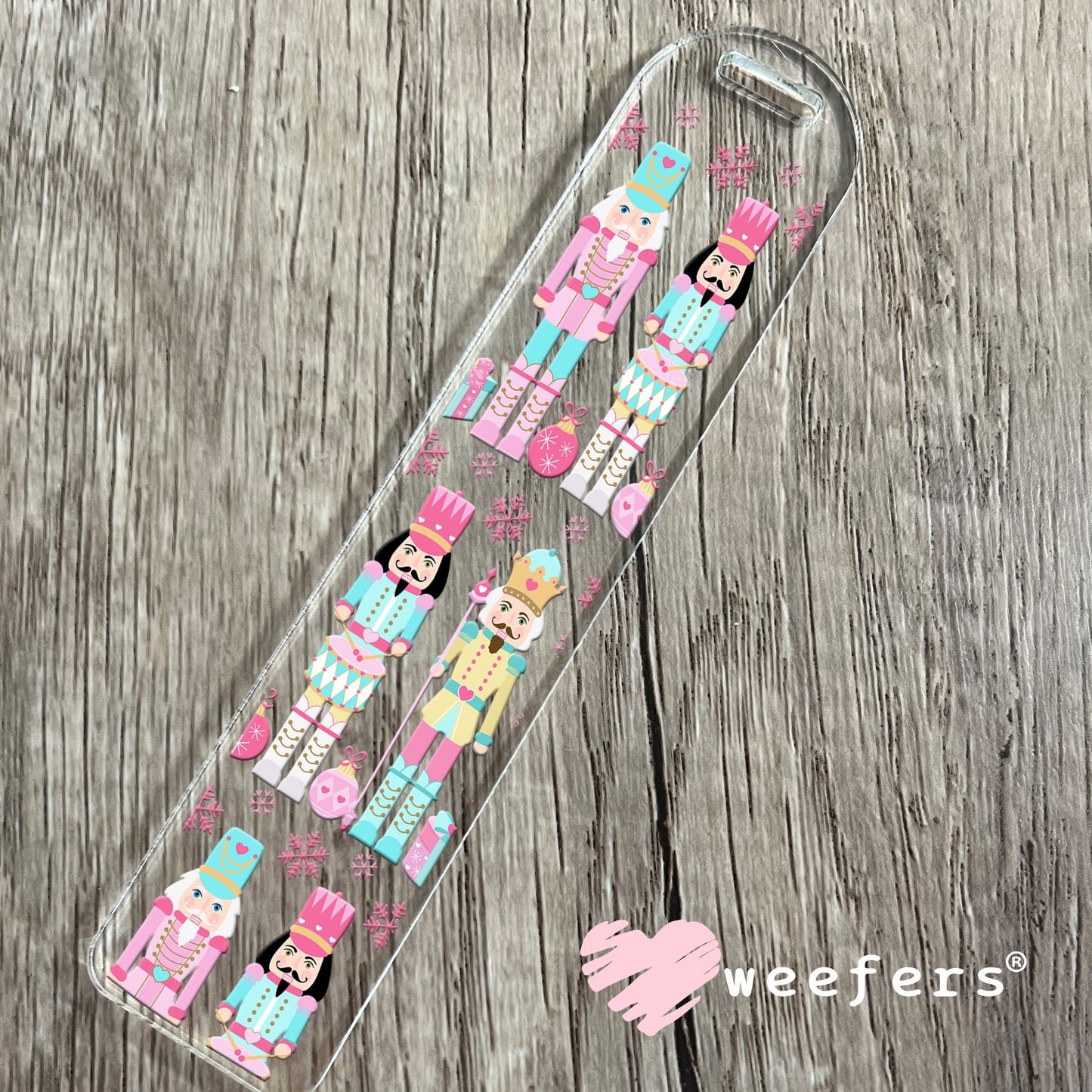 Christmas Pink Nutcrackers and Coral UV DTF Cup Wrap Bookmark Weefers