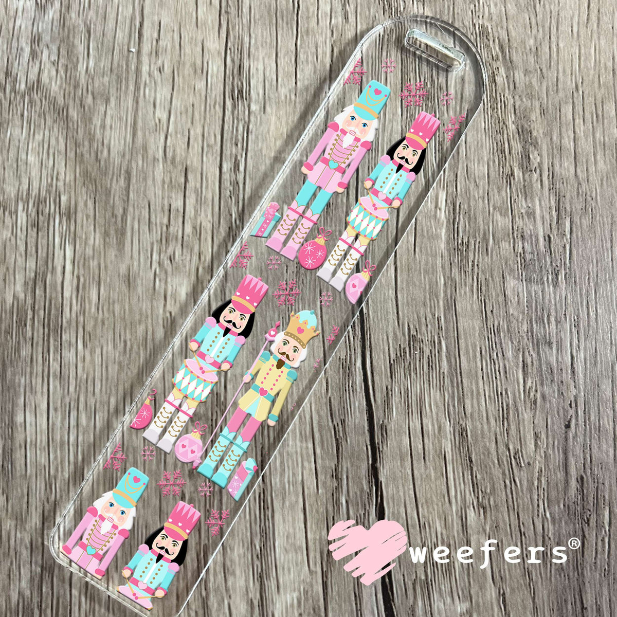 Christmas Pink Nutcrackers and Coral UV DTF Cup Wrap Bookmark Weefers
