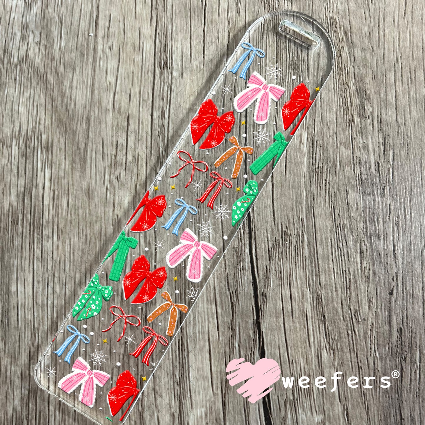 Red Green Christmas Bows UV DTF Cup Wrap Bookmark Weefers