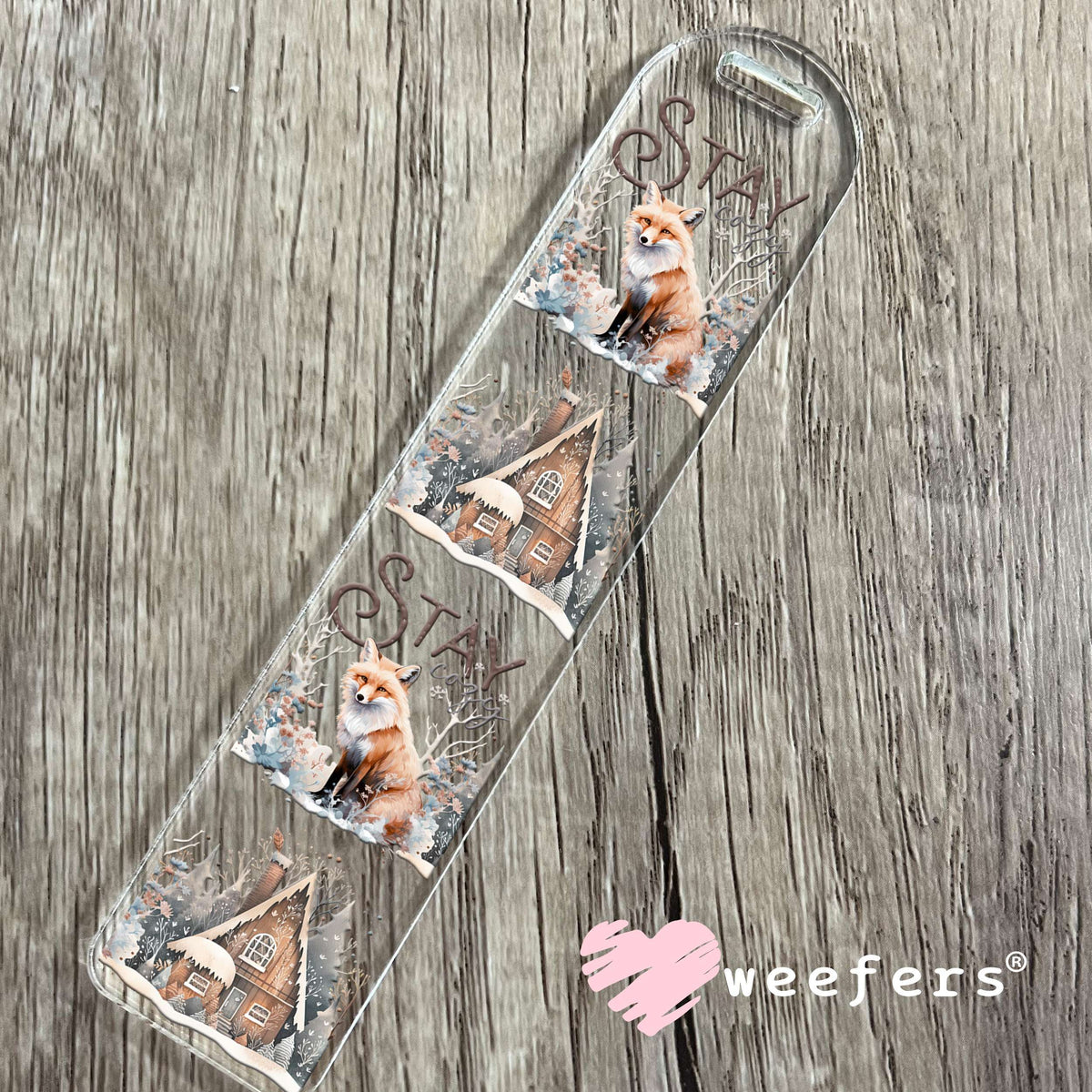 Stay Cozy Christmas Fox UV DTF Cup Wrap Bookmark Weefers