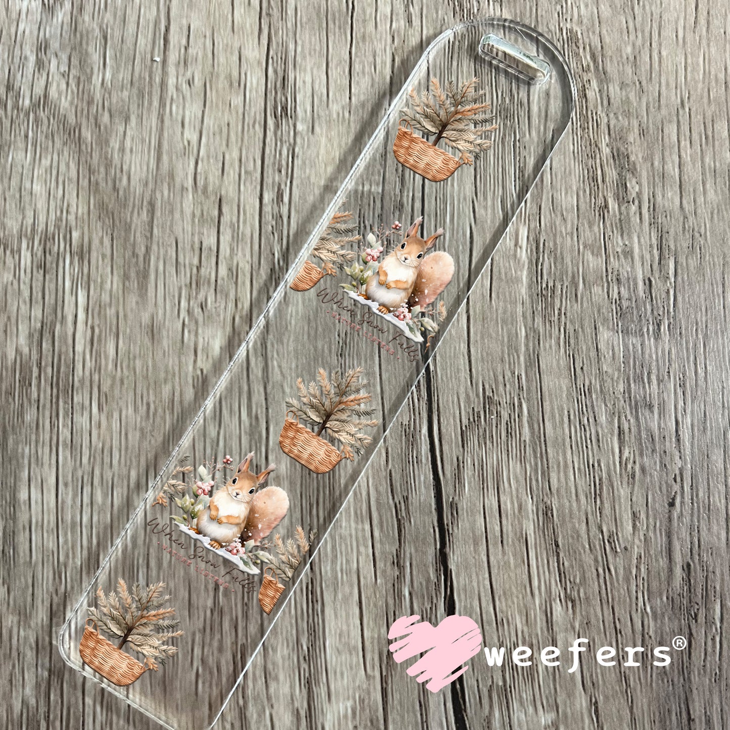 When Snow Falls Christmas Squirrel UV DTF Cup Wrap Bookmark Weefers