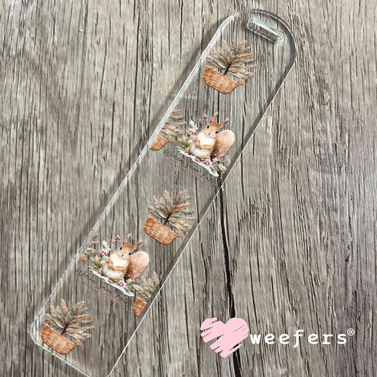 When Snow Falls Christmas Squirrel UV DTF Cup Wrap Bookmark Weefers
