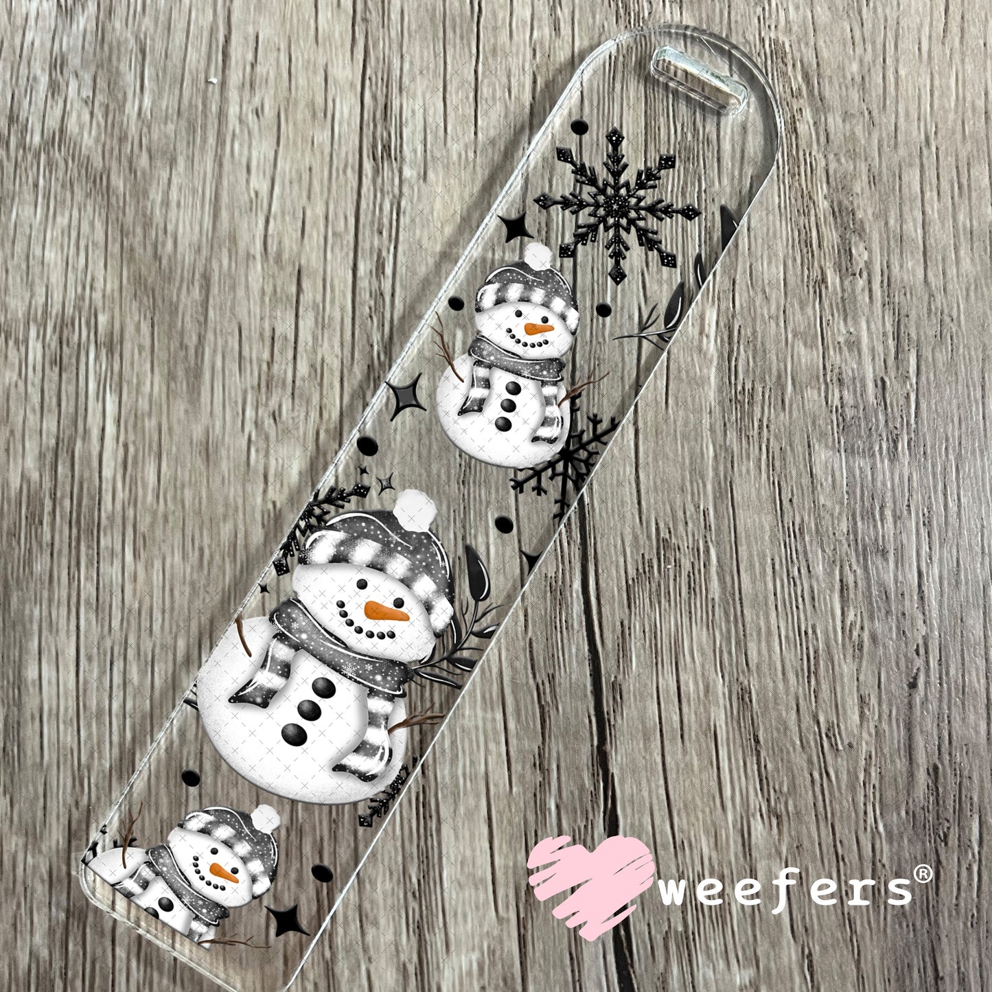 Grey Snowmen UV DTF Cup Wrap Bookmark Weefers