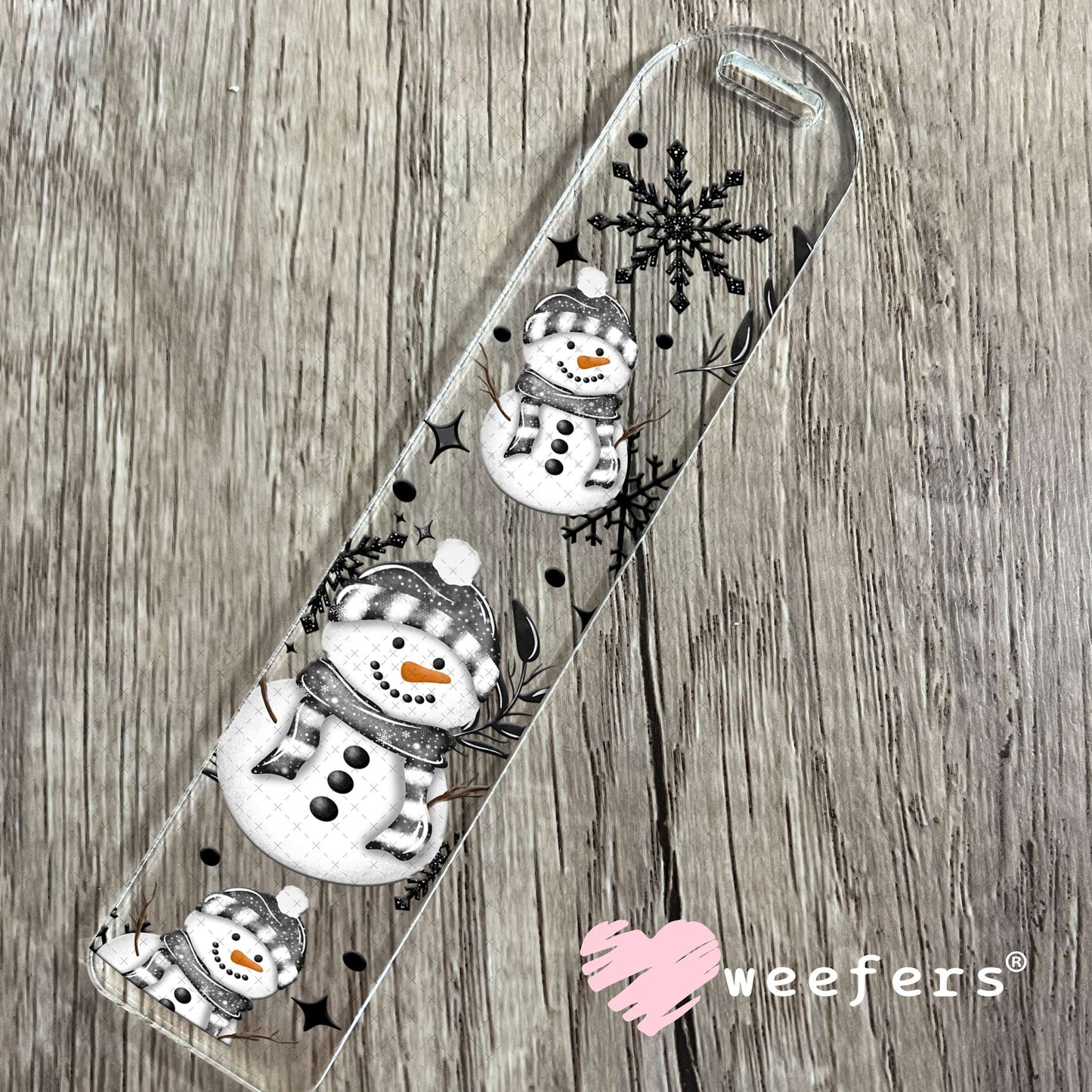Grey Snowmen UV DTF Cup Wrap Bookmark Weefers