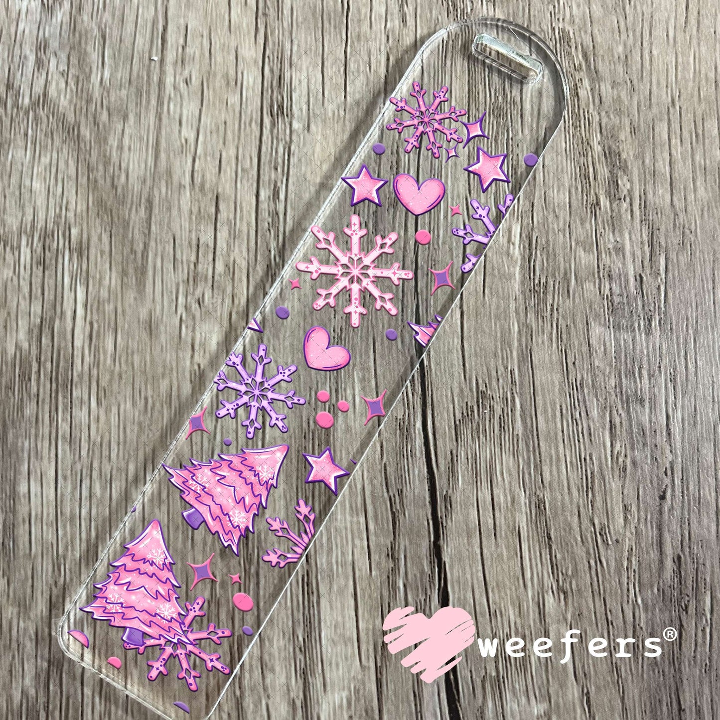 Pink Christmas Tree UV DTF Cup Wrap Bookmark Weefers