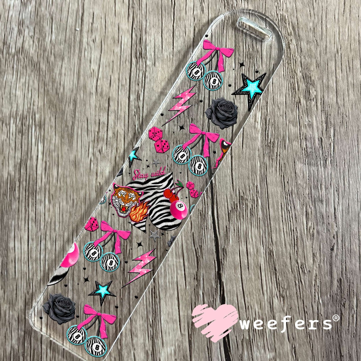 Stay Wild Zebra Heart UV DTF Cup Wrap - Weefers® Exclusive Bookmark Weefers