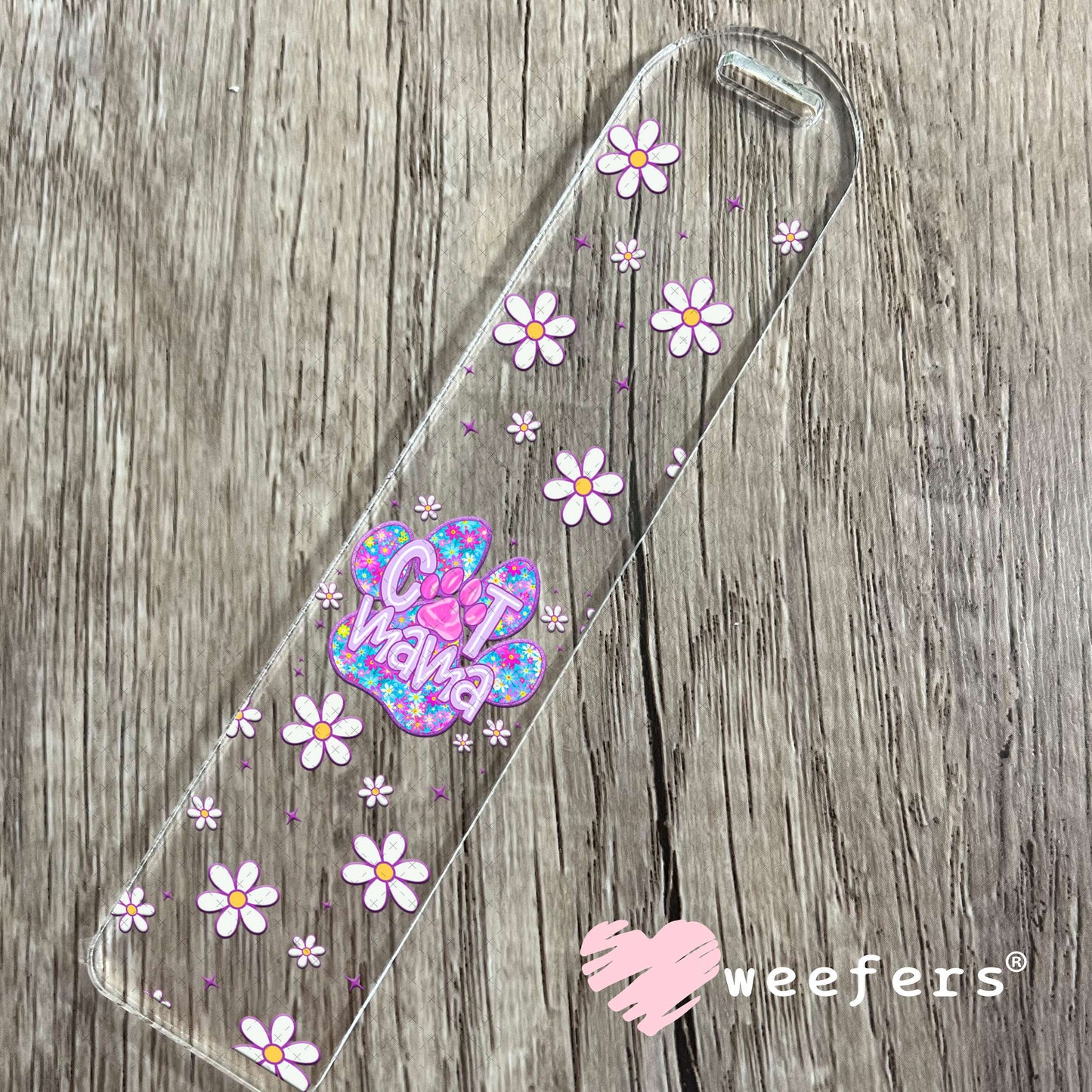 Purple Cat Mama Paw UV DTF Cup Wrap - Weefers® Exclusive Bookmark Weefers