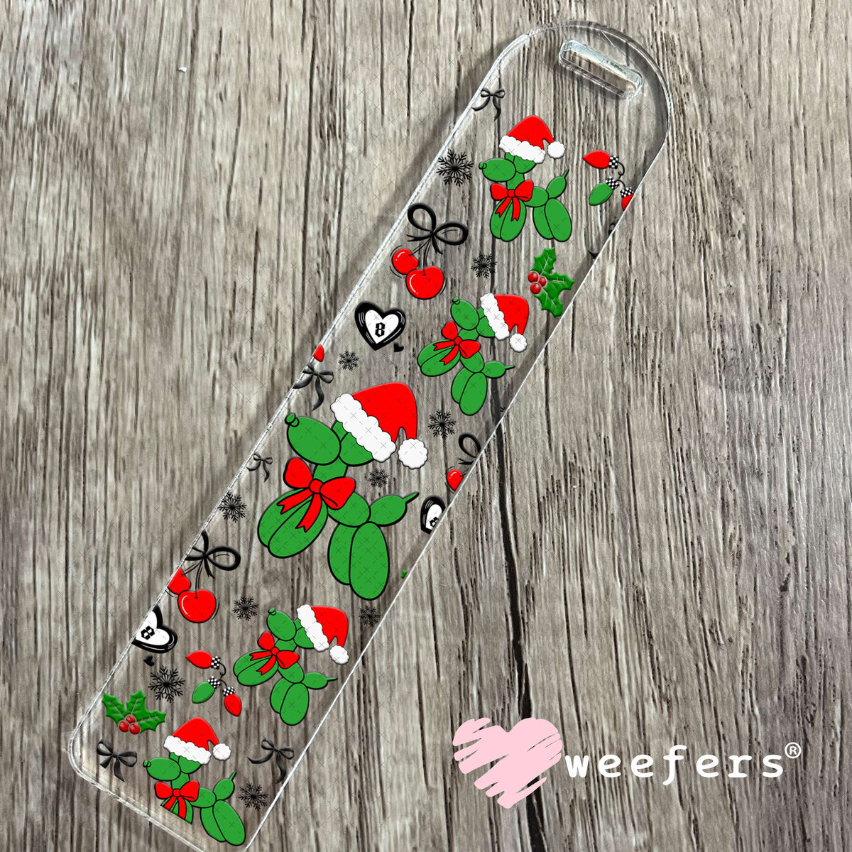 Christmas Santa Balloon Dog UV DTF Cup Wrap - Weefers Exclusive Bookmark Weefers