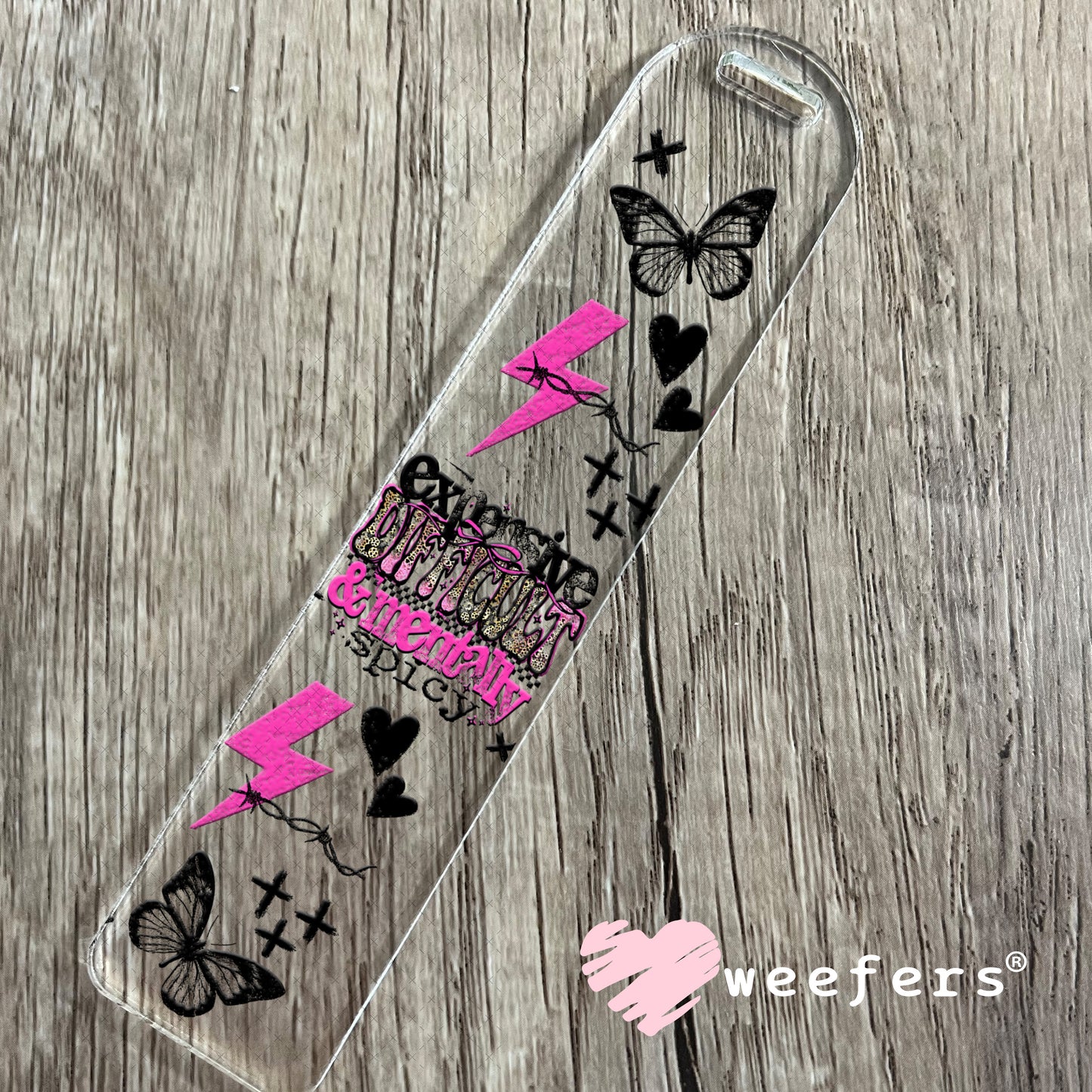 Expensive Difficult and Mentally Spicy UV DTF Cup Wrap - Weefers® Exclusive Bookmark Weefers