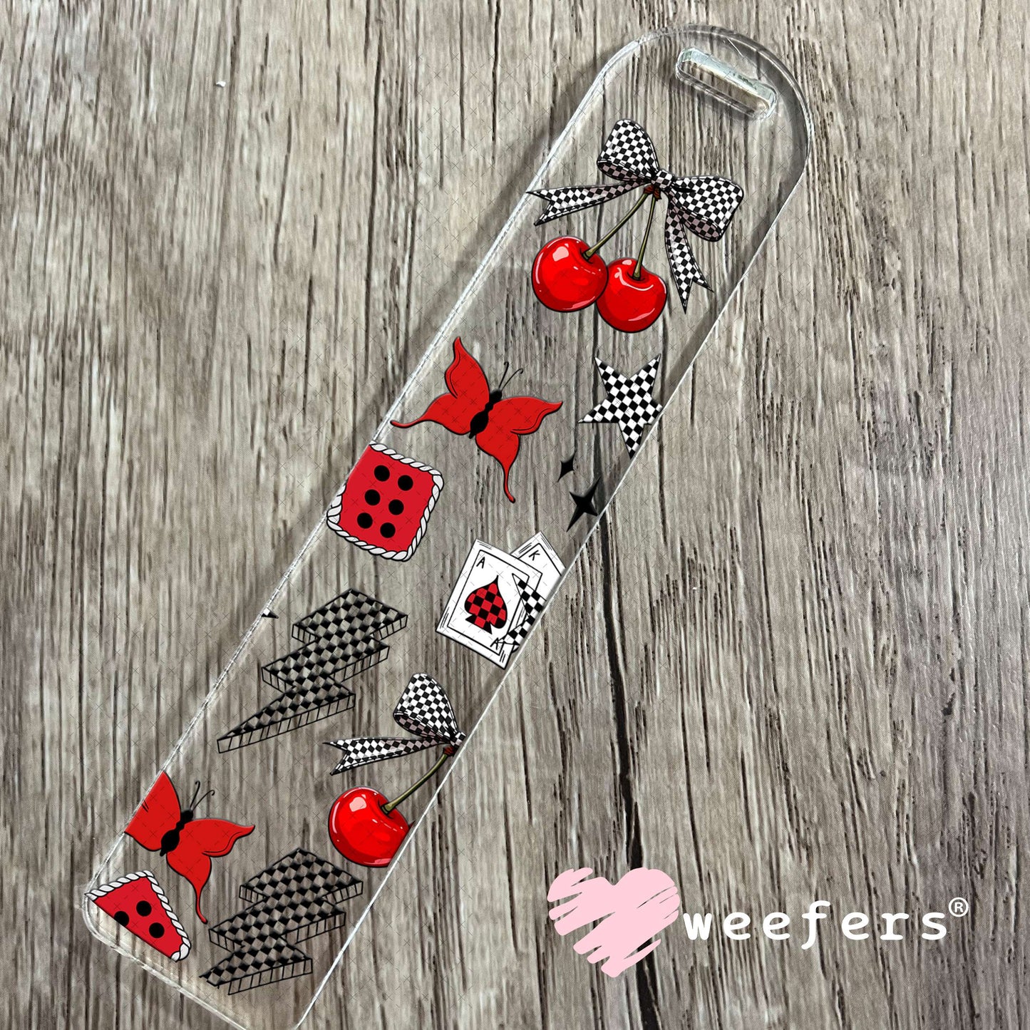 Red Cherry Delight UV DTF Cup Wrap - Weefers Exclusive Bookmark Weefers