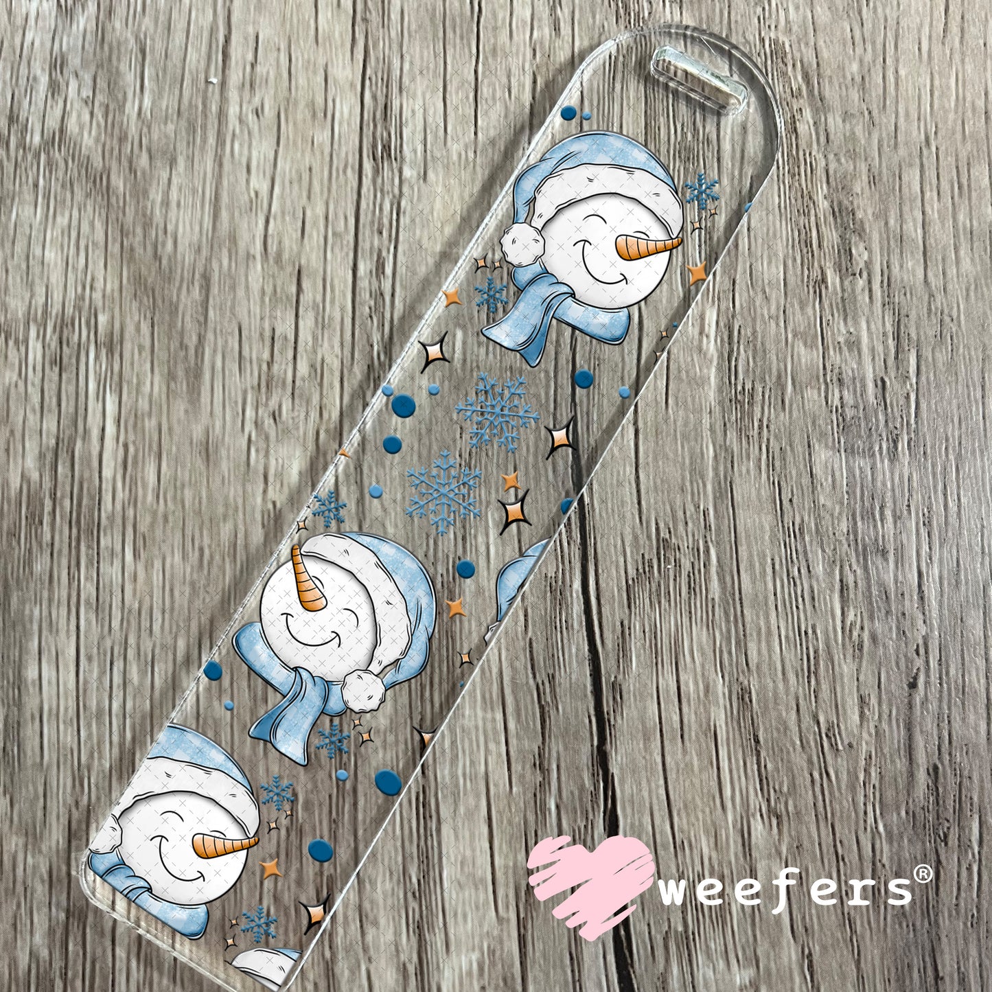 Smiley Blue Snowmen UV DTF Cup Wrap Bookmark Weefers
