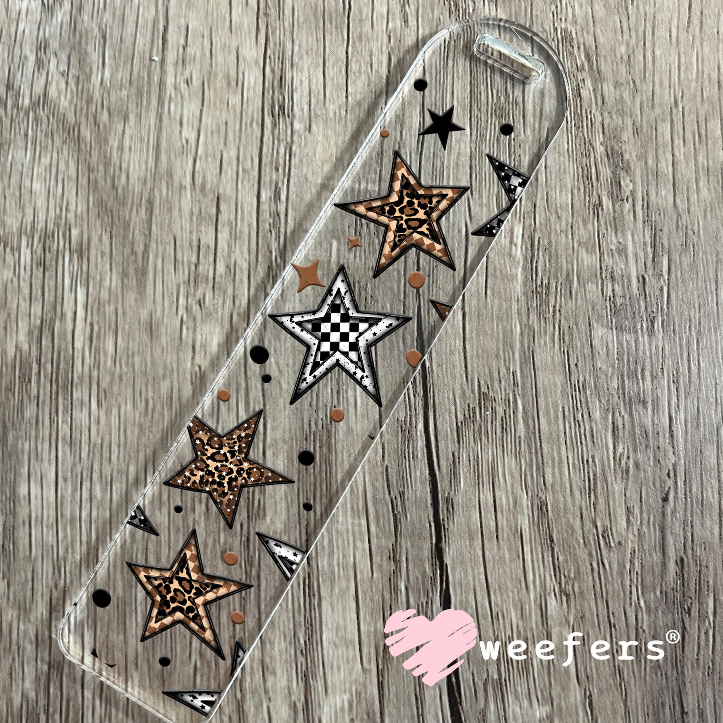 Brown and Black Stars UV DTF Cup Wrap Bookmark Weefers