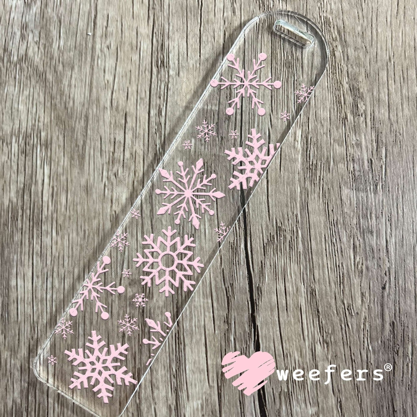 UV DTF Cup Wrap – Christmas Pink Snowflakes Bookmark Weefers