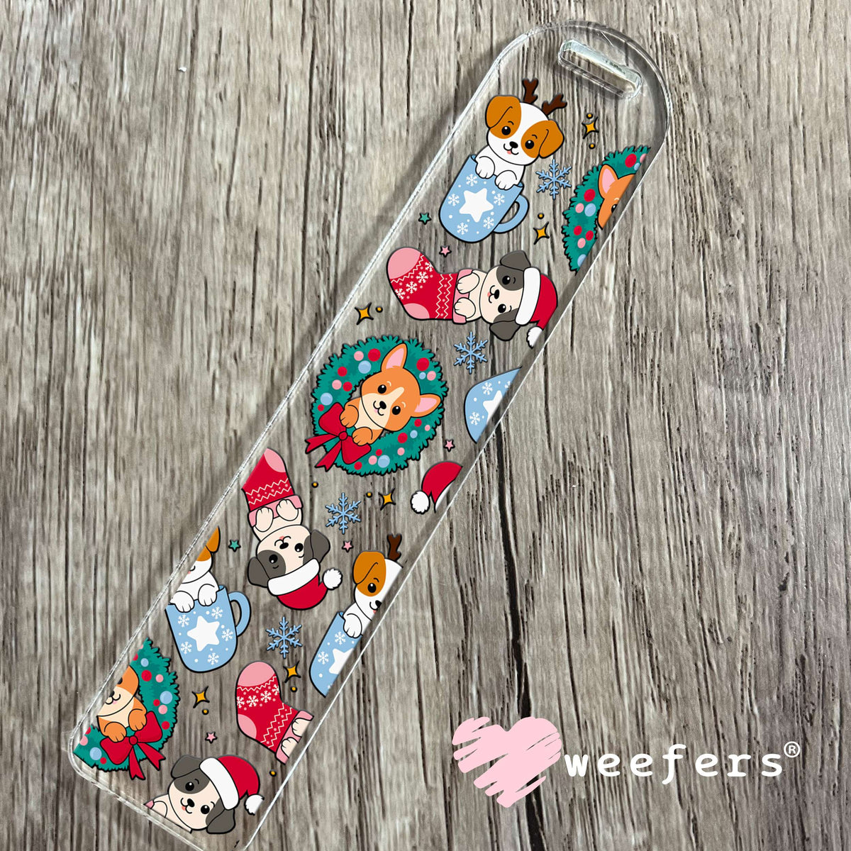 Christmas Doggy Stockings UV DTF Cup Wrap Bookmark Weefers