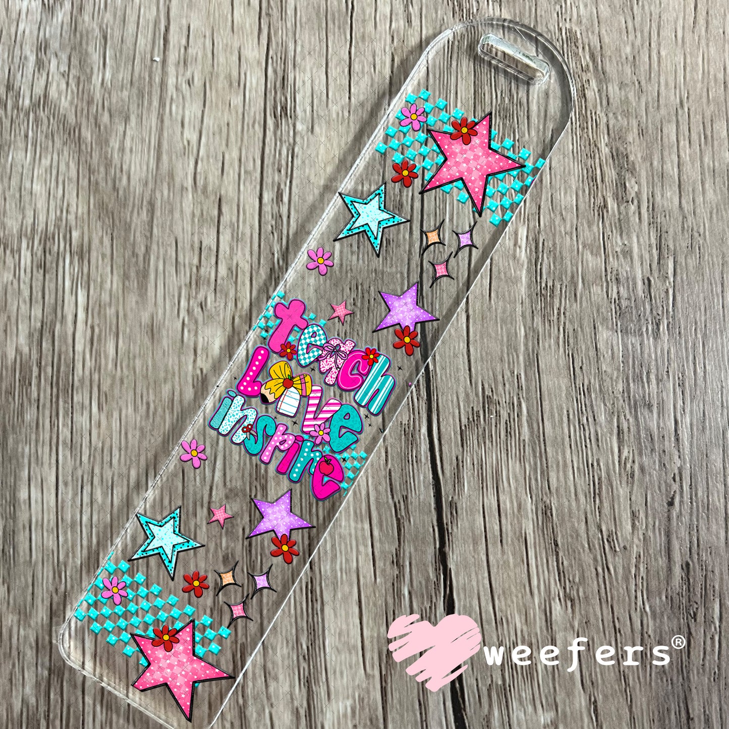 UV DTF Cup Wrap – Preppy Teach Love Inspire- Weefers Exclusive Bookmark Weefers