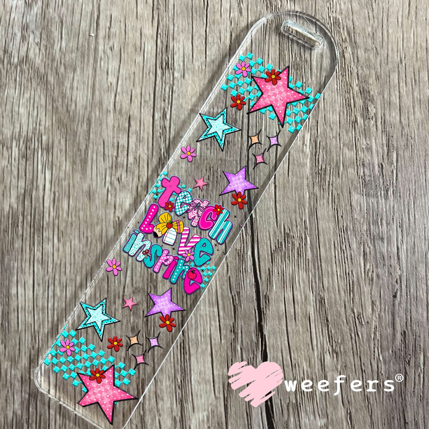 UV DTF Cup Wrap – Preppy Teach Love Inspire- Weefers Exclusive Bookmark Weefers