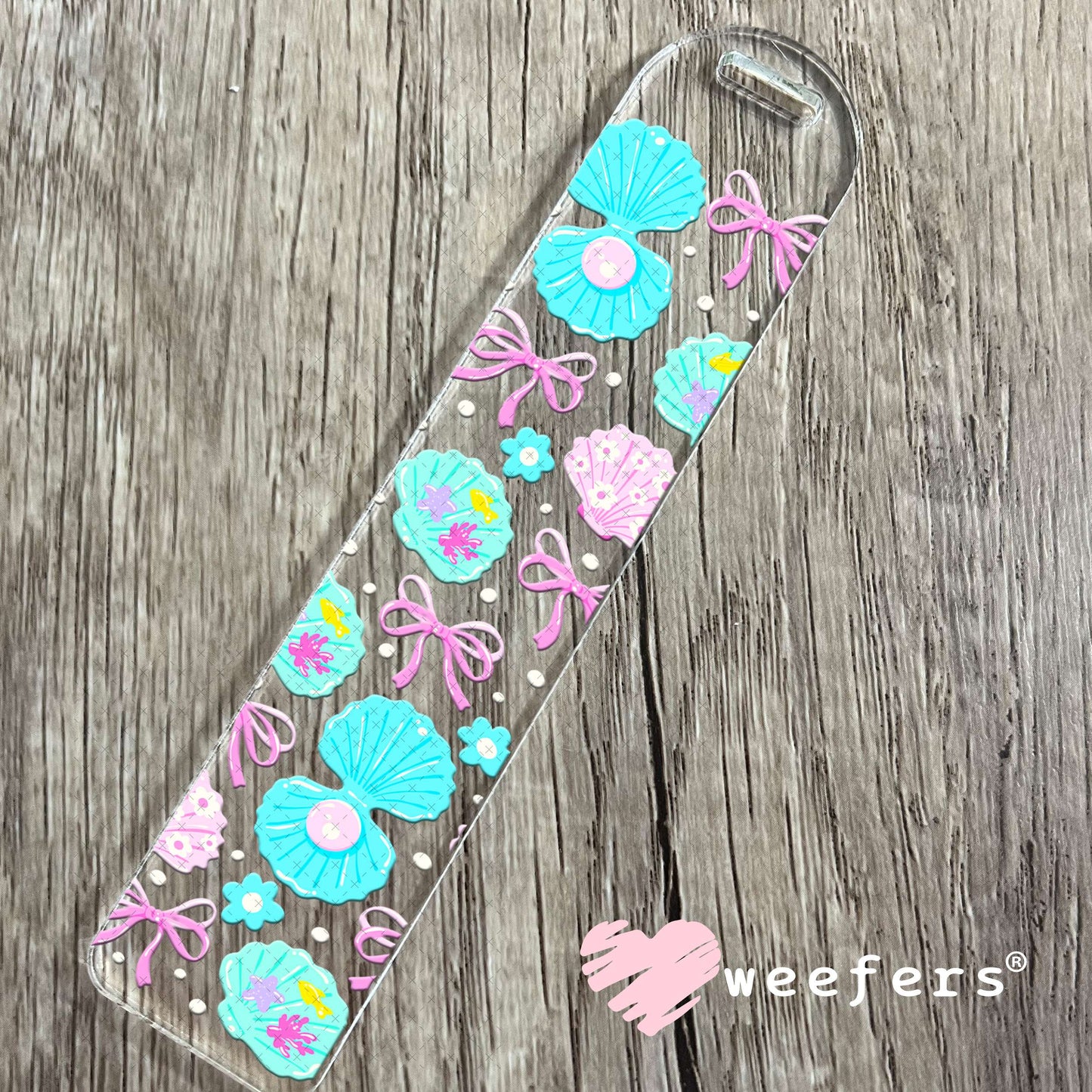 UV DTF Cup Wrap – Pink and Teal Seashells Bookmark Weefers