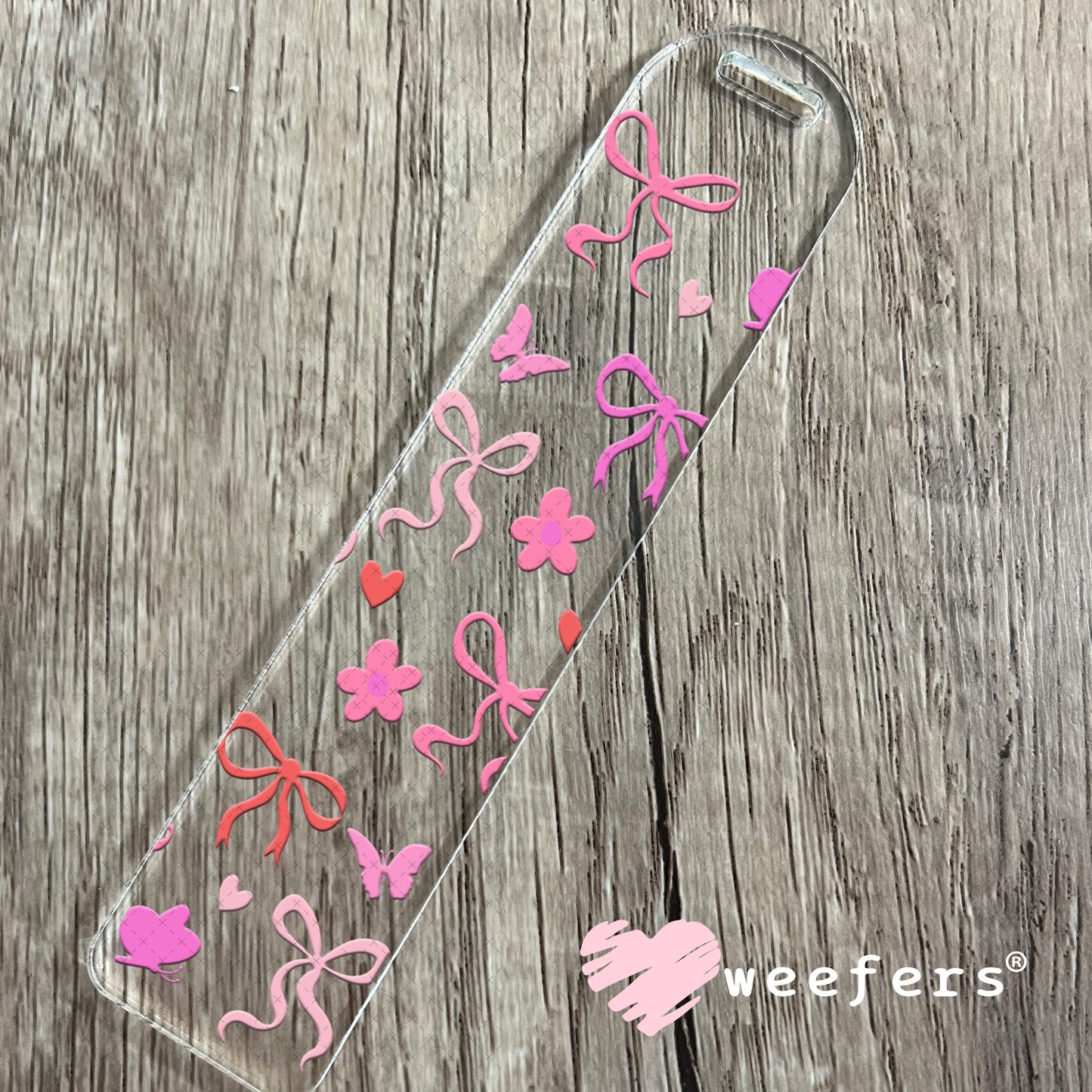 UV DTF Cup Wrap – Pink Bows and Flowers Bookmark Weefers