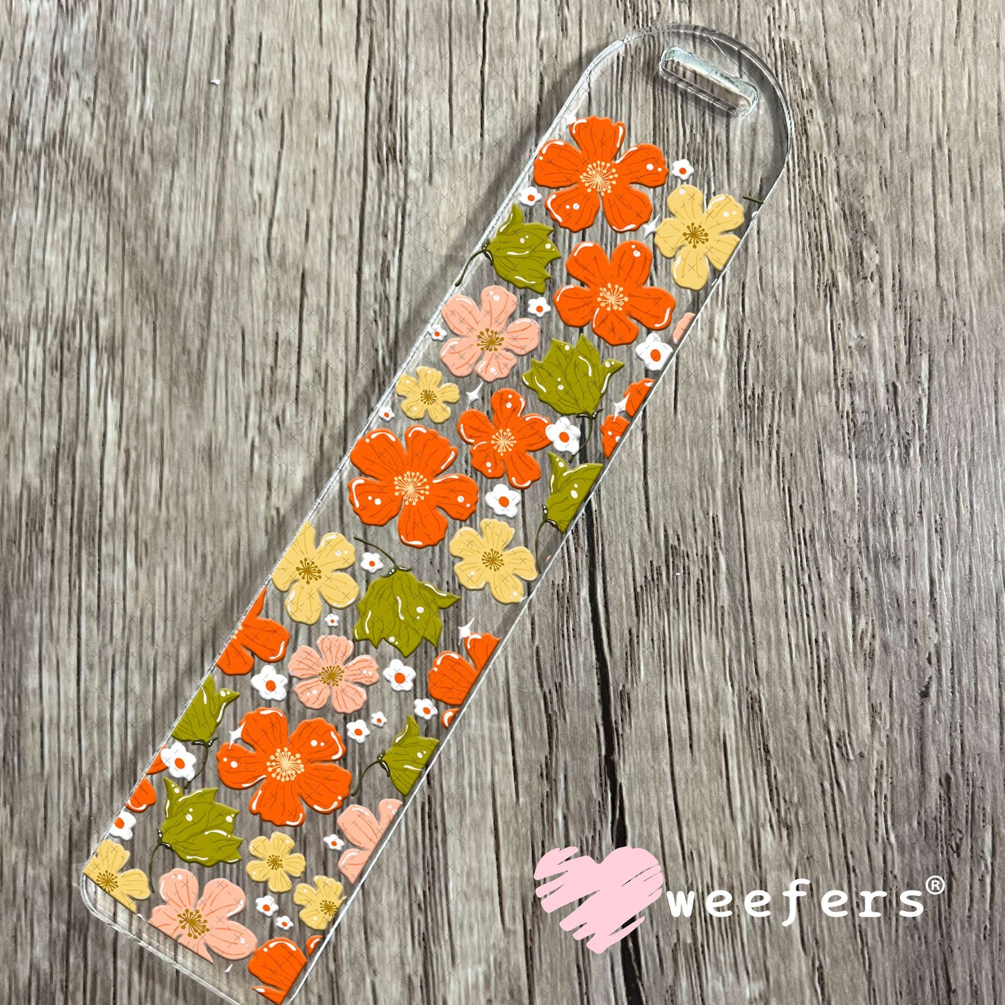 UV DTF Cup Wrap – Green and Coral Flowers Bookmark Weefers
