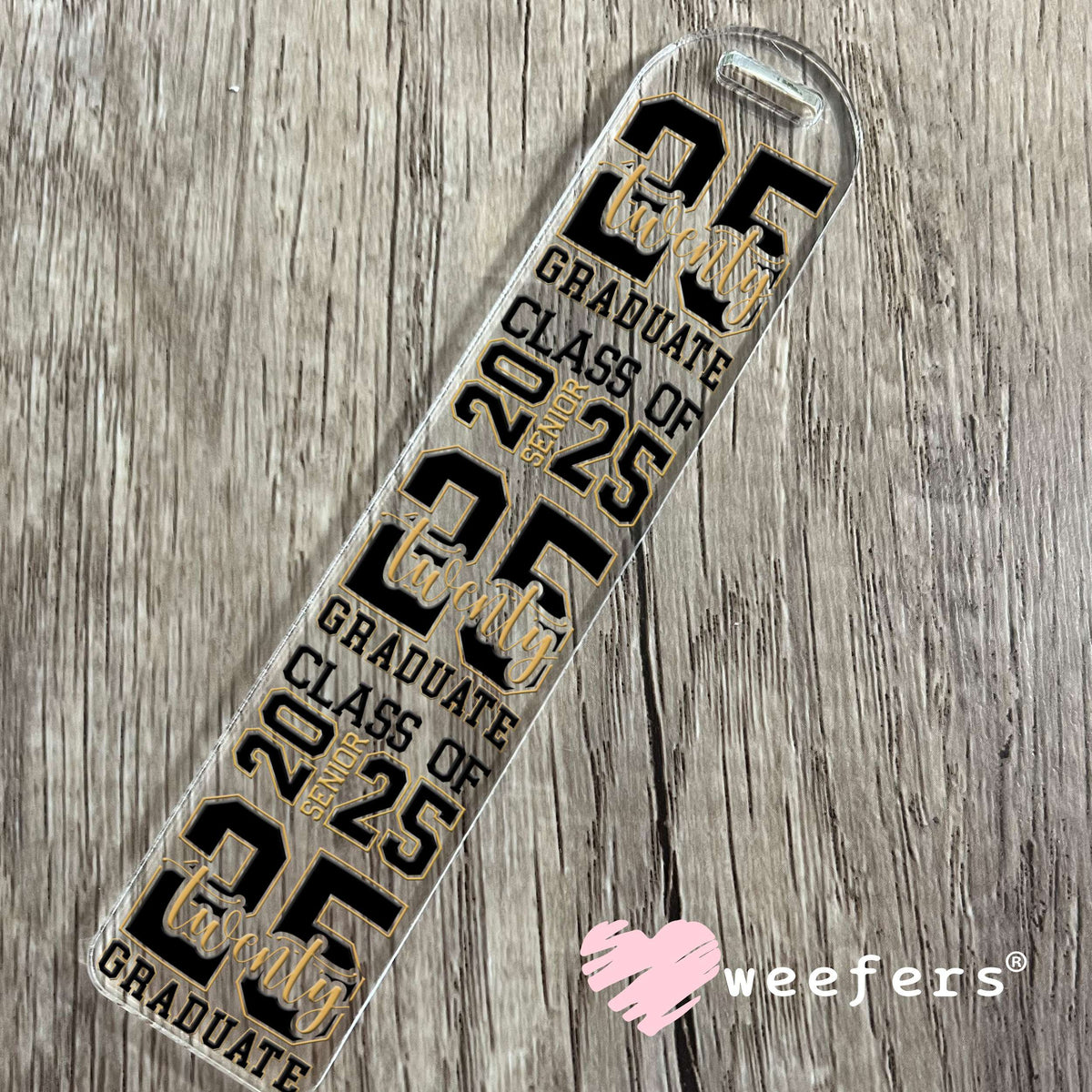 Senior 2025 Black Gold Cap UV DTF Cup Wrap Bookmark Weefers