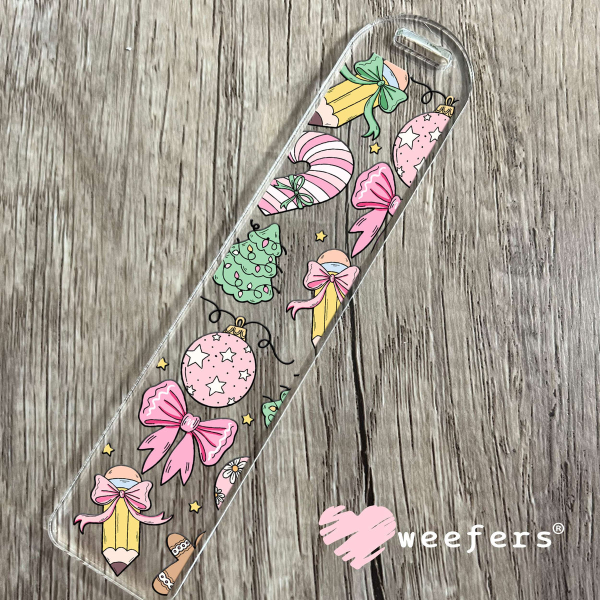 Coquette Christmas Pink and Green UV DTF Cup Wrap Bookmark Weefers