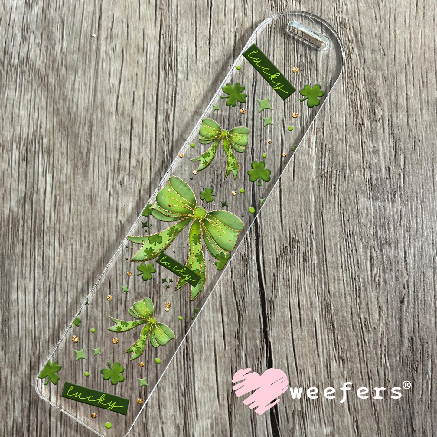 UV DTF Cup Wrap – Lucky Green Bow St. Patricks Bookmark Weefers
