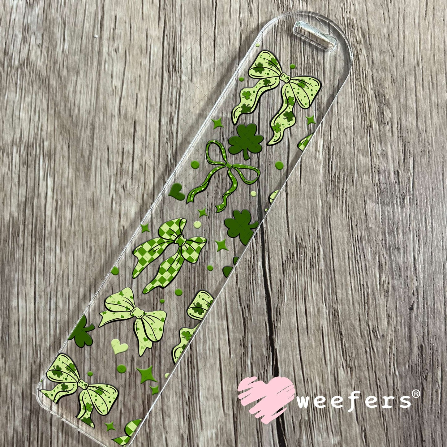 UV DTF Cup Wrap – Lucky Chevron Green Bows St. Patricks Bookmark Weefers