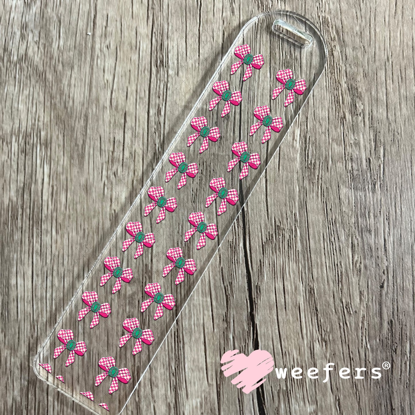 UV DTF Cup Wrap – Western Pink Checkered Bow Elements - Weefers Exclusive Bookmark Weefers
