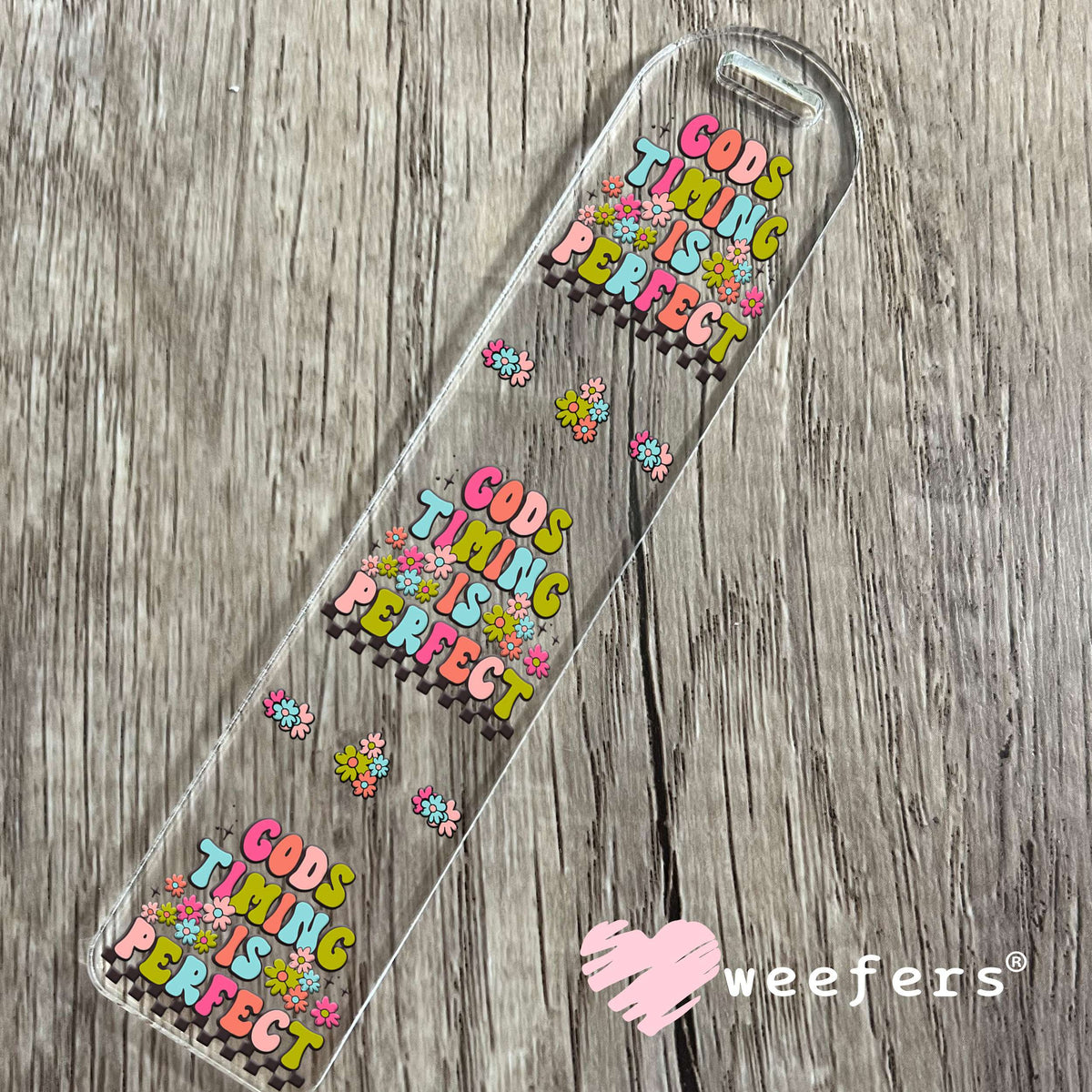 God's Timing is Perfect Groovy UV DTF Decal Bookmark Weefers