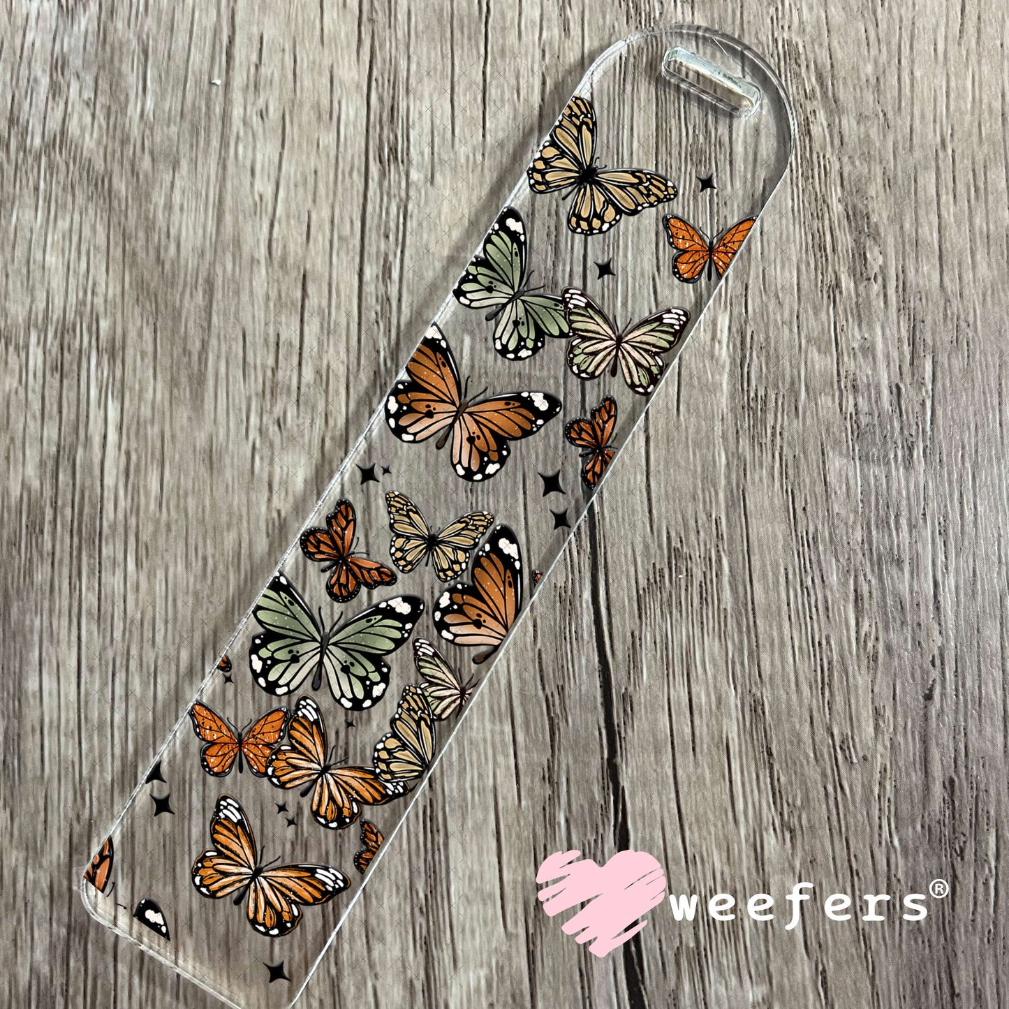 UV DTF Cup Wrap – Butterflies Green and Rust Bookmark Weefers