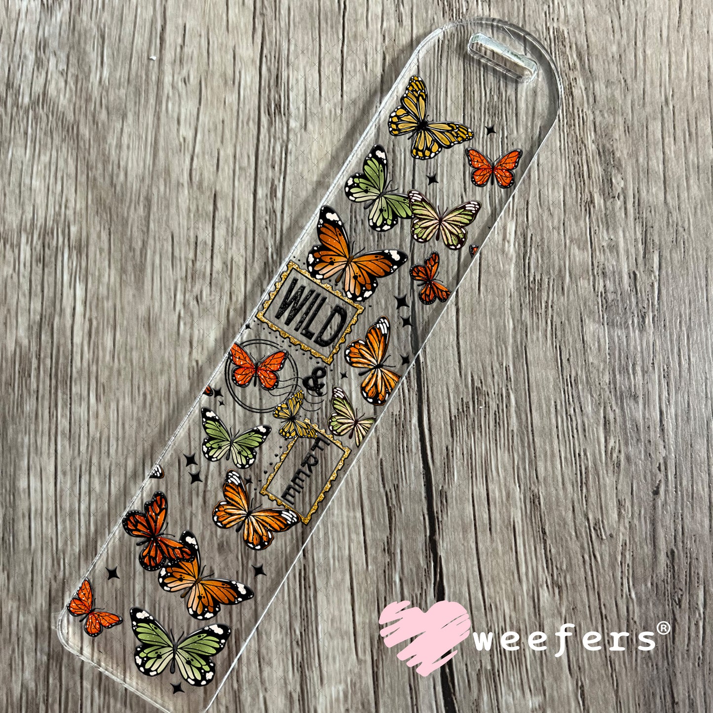 UV DTF Cup Wrap – Wild and Free Butterflies Rust and Green Bookmark Weefers