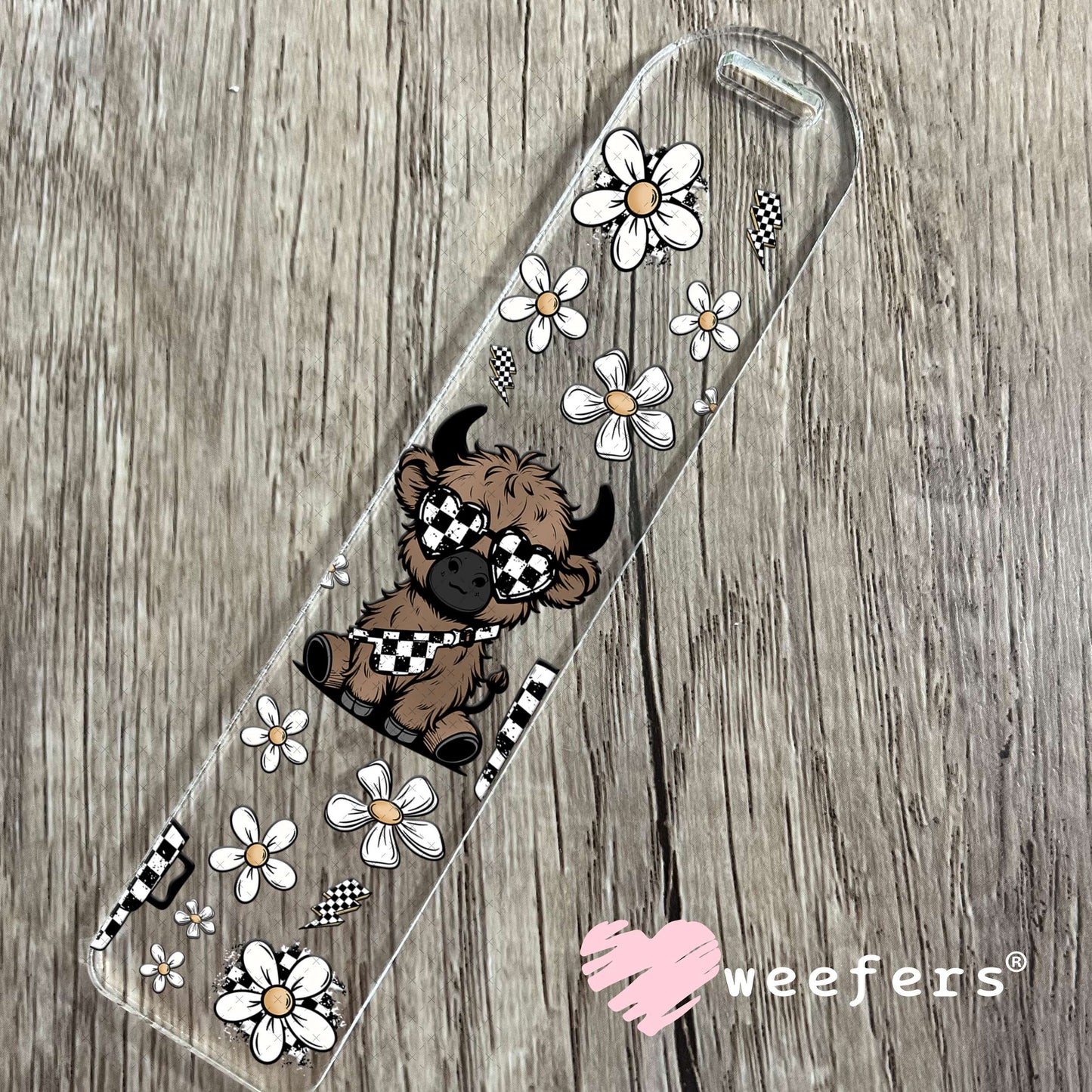 UV DTF Cup Wrap – Bougie checkered Highland Cow Bookmark Weefers