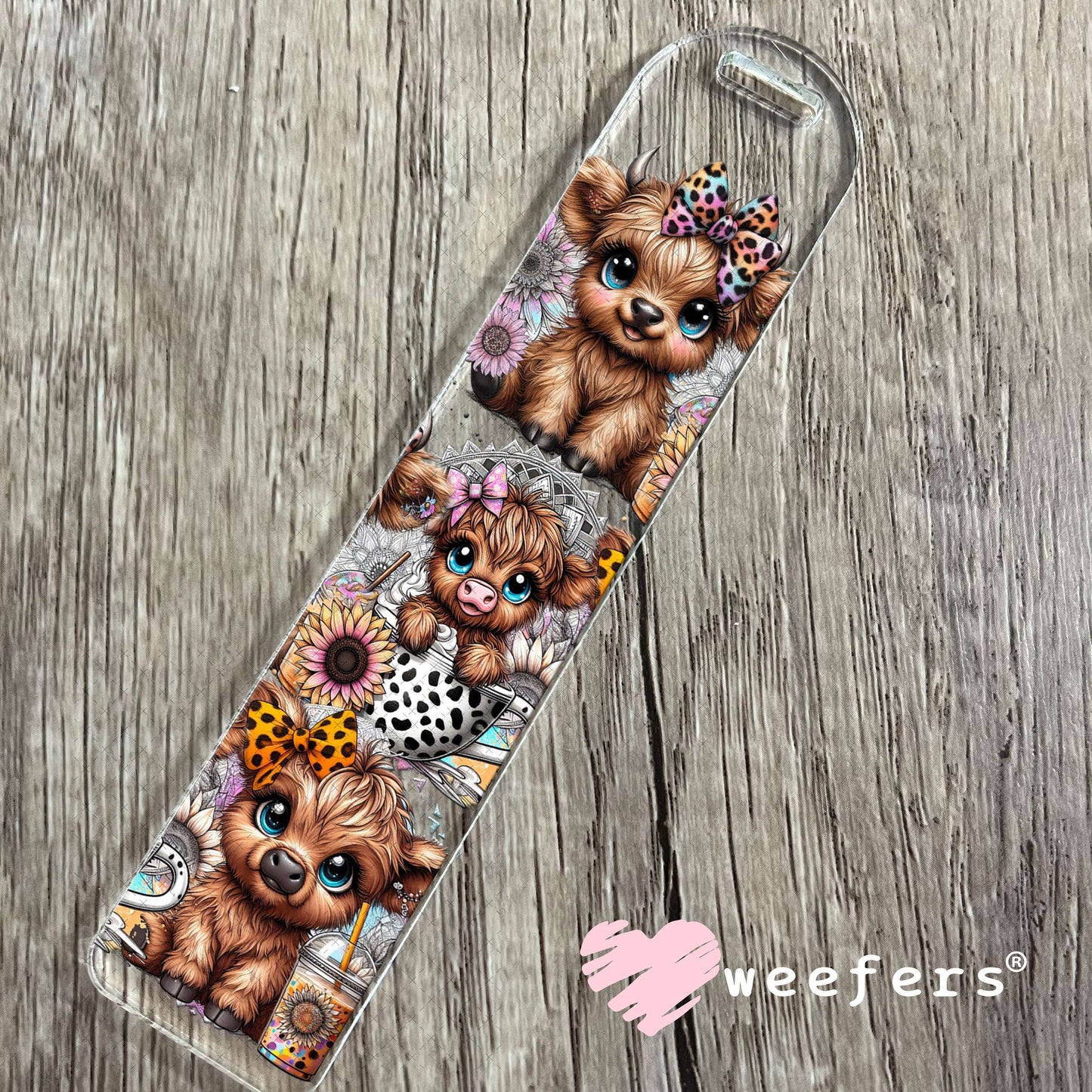 UV DTF Cup Wrap – Cutie Baby Highland Cows in a tea cup Bookmark Weefers