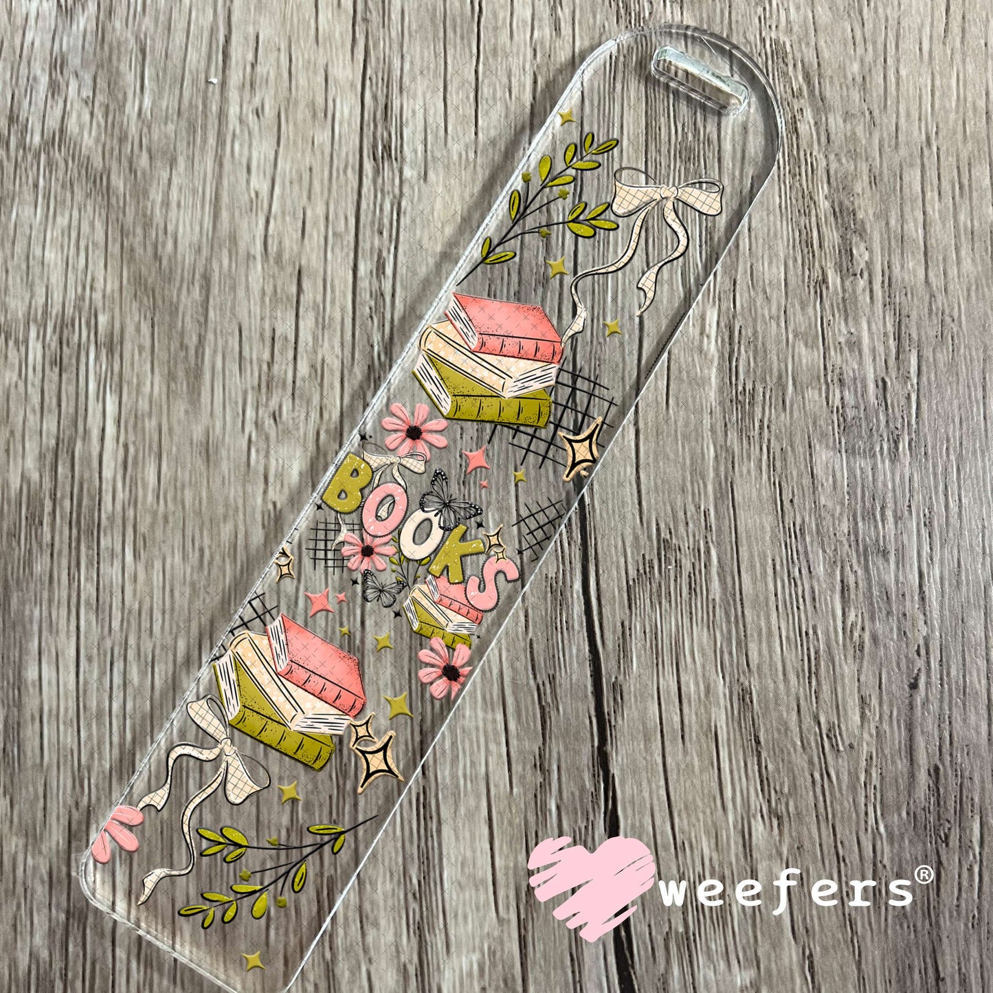 UV DTF Cup Wrap – Books Green and Coral Bookmark Weefers